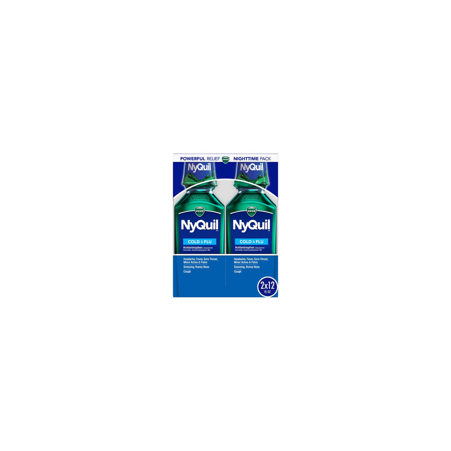Vicks Nyquil Powerful Relief Nighttime Pack Cold & Flu - 24 Fluid Ounce Image 1 of 4