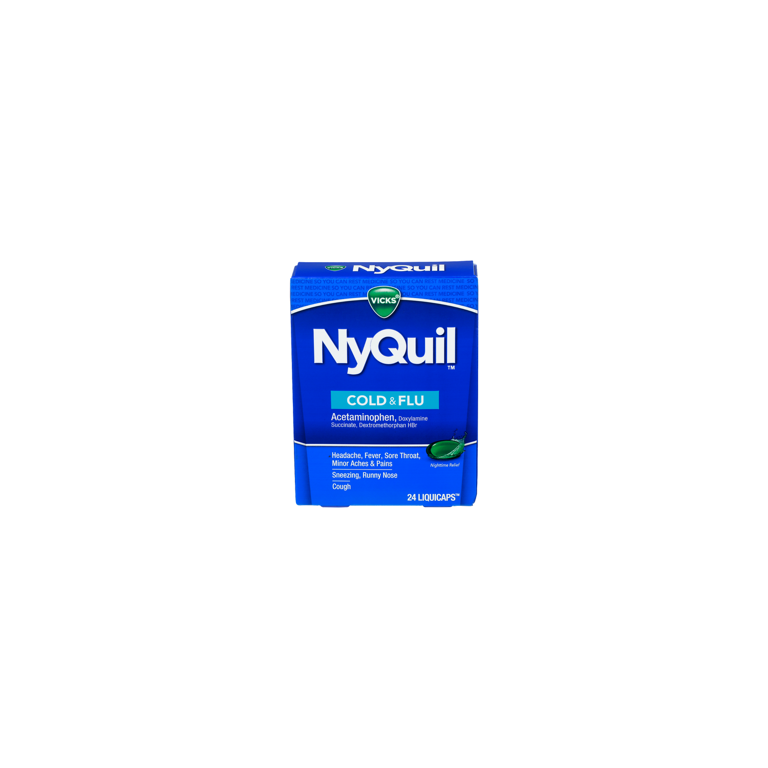 Vicks Nyquil Nighttime Relief Nyquil Cold & Flu - 24 Count Image 1 of 2