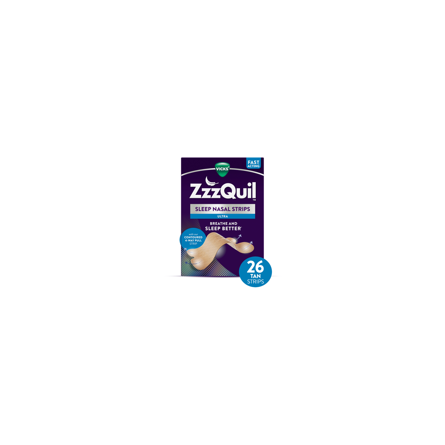Vicks ZzzQuil Tan Ultra Sleep Nasal Strips - 26 Count Image 1 of 2