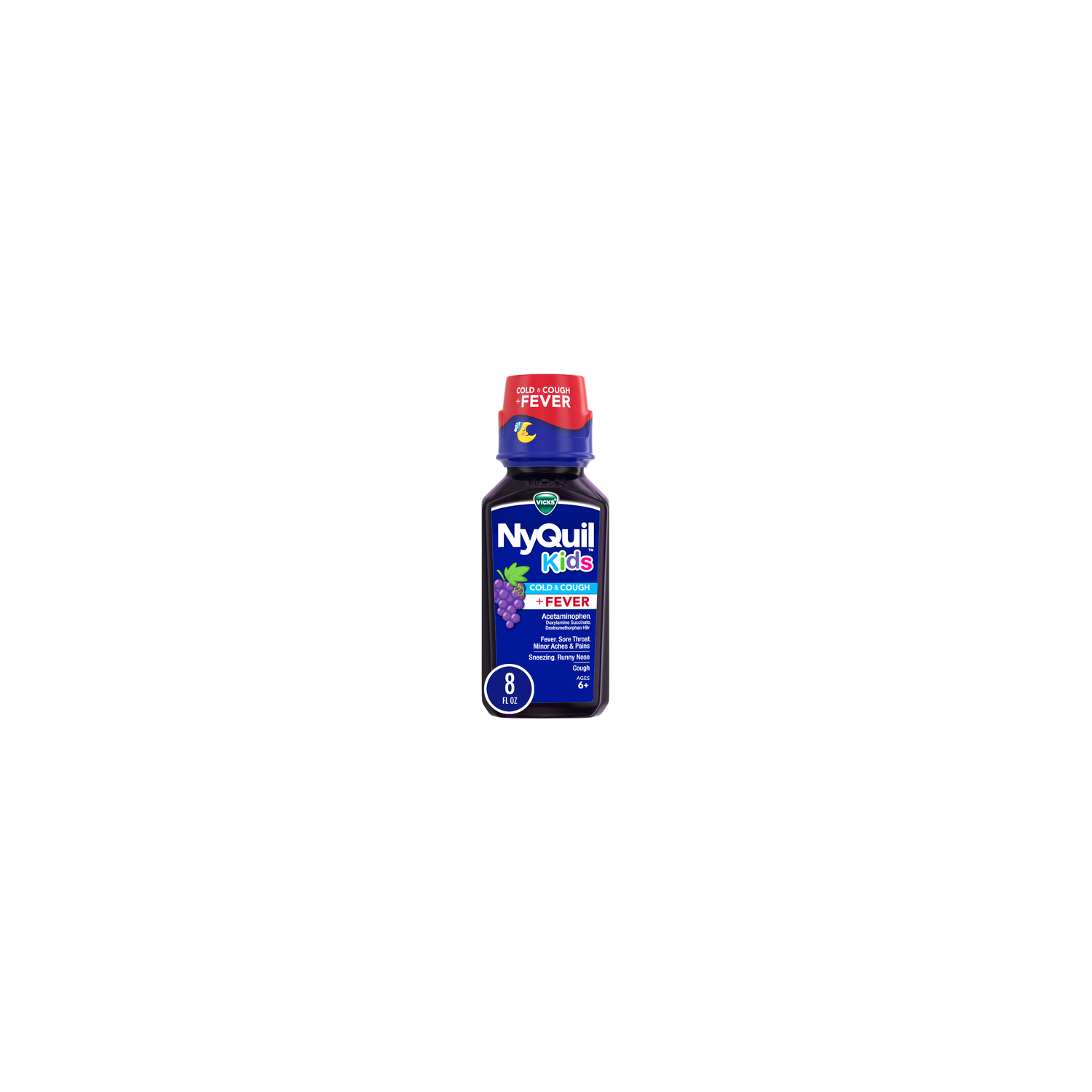 Vicks NyQuil Kids Berry Flavor Cold & Cough + Runny Nose Relief Liquid Nighttime Medicine - 8 Ounce Image 1 of 3