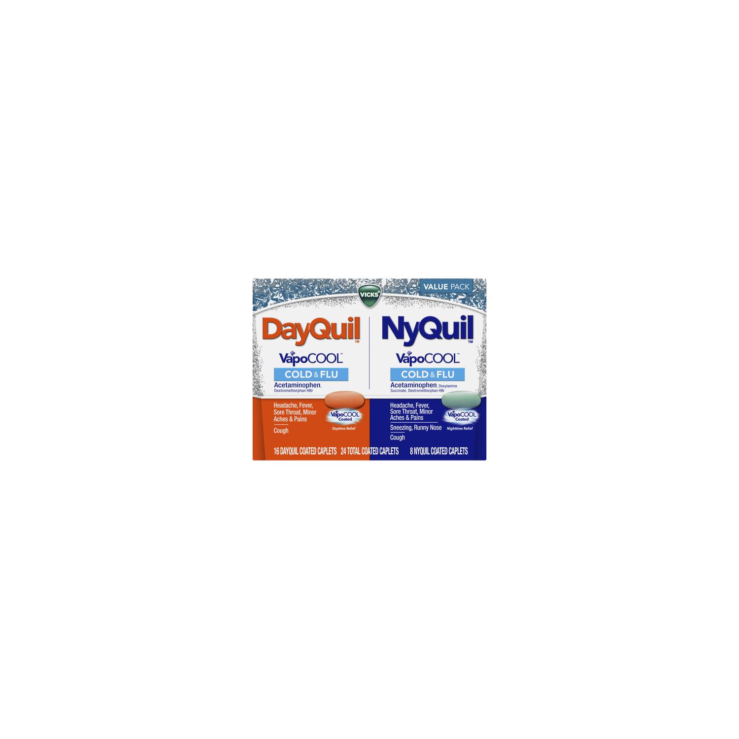 Vicks DayQuil & NyQuil VapoCOOL Cold & Flu Caplets - 0.51 Pound