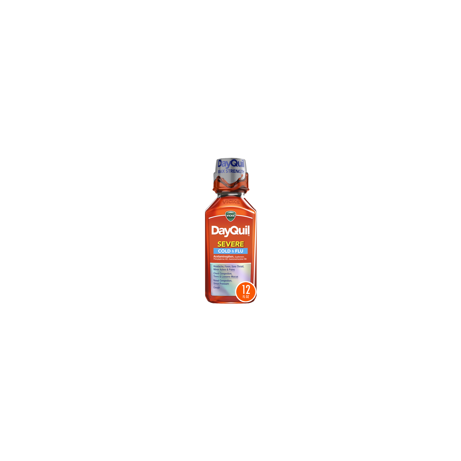 Vicks Dayquil Max Strength Severe Cold & Flu - 12 Fluid Ounce Image 1 of 4