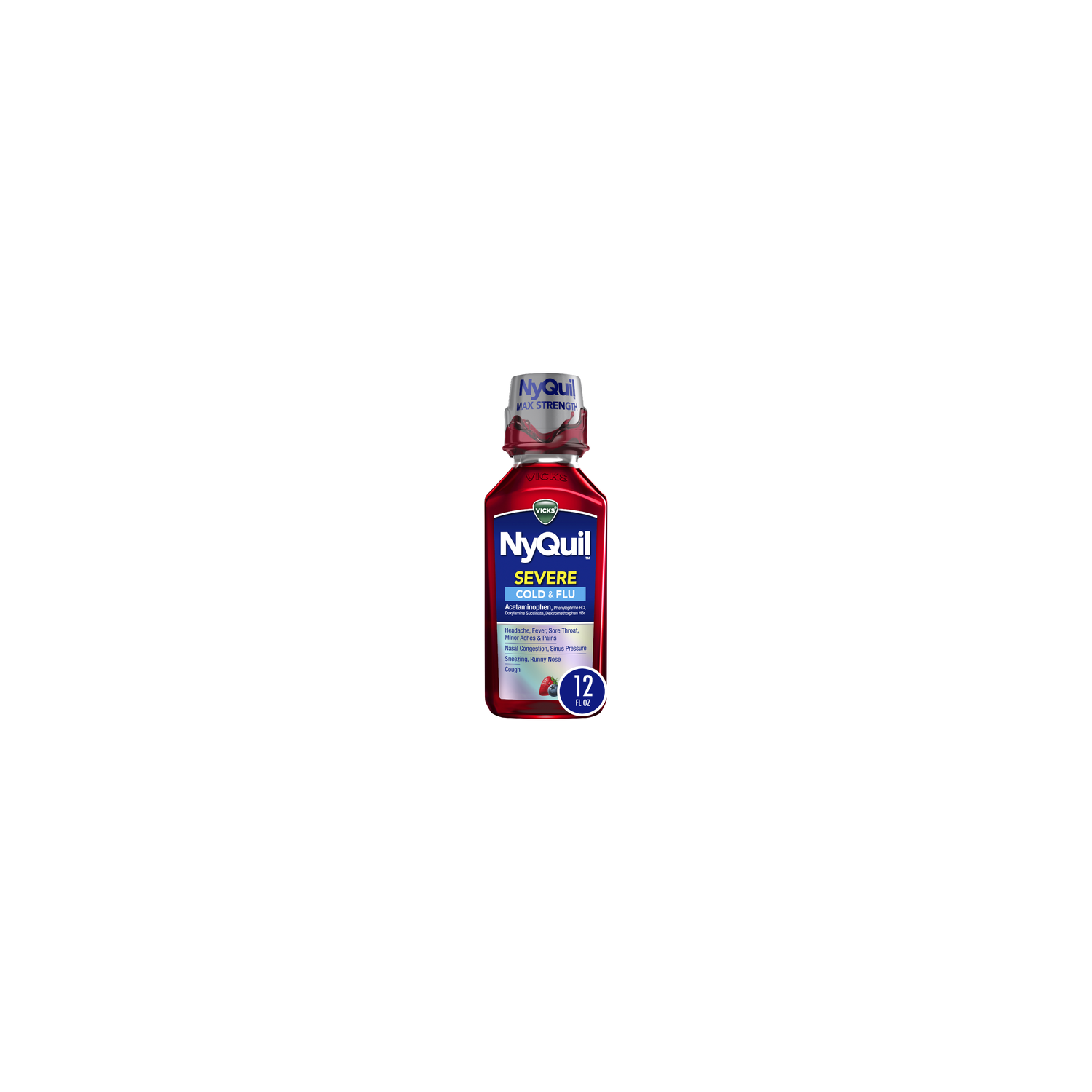 Vicks Nyquil Max Strength Severe Cold & Flu - 12 Fluid Ounce Image 1 of 4