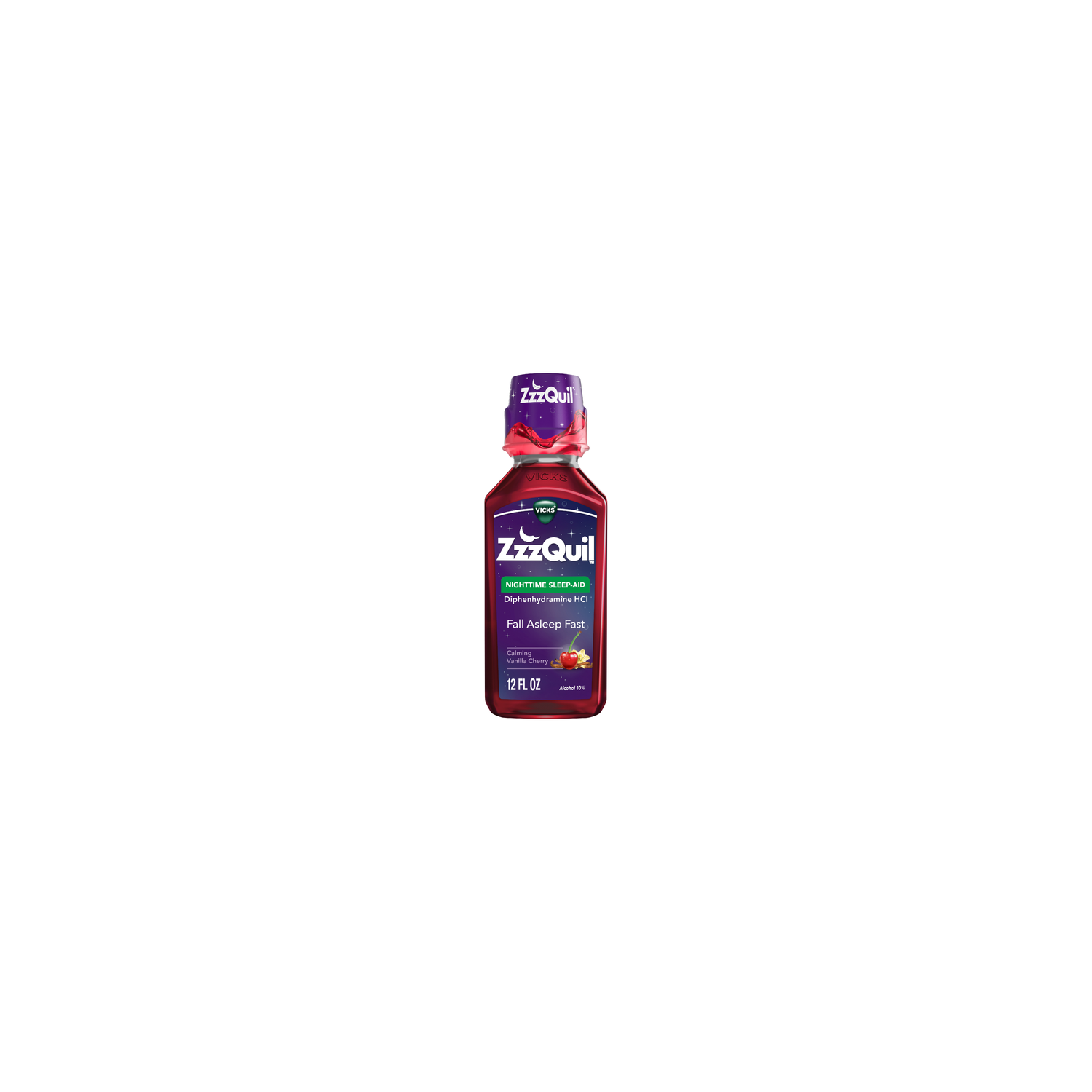 Vicks Zzzquil Calming Vanilla Cherry Nighttime Sleep-Aid - 12 Fluid Ounce Image 1 of 3