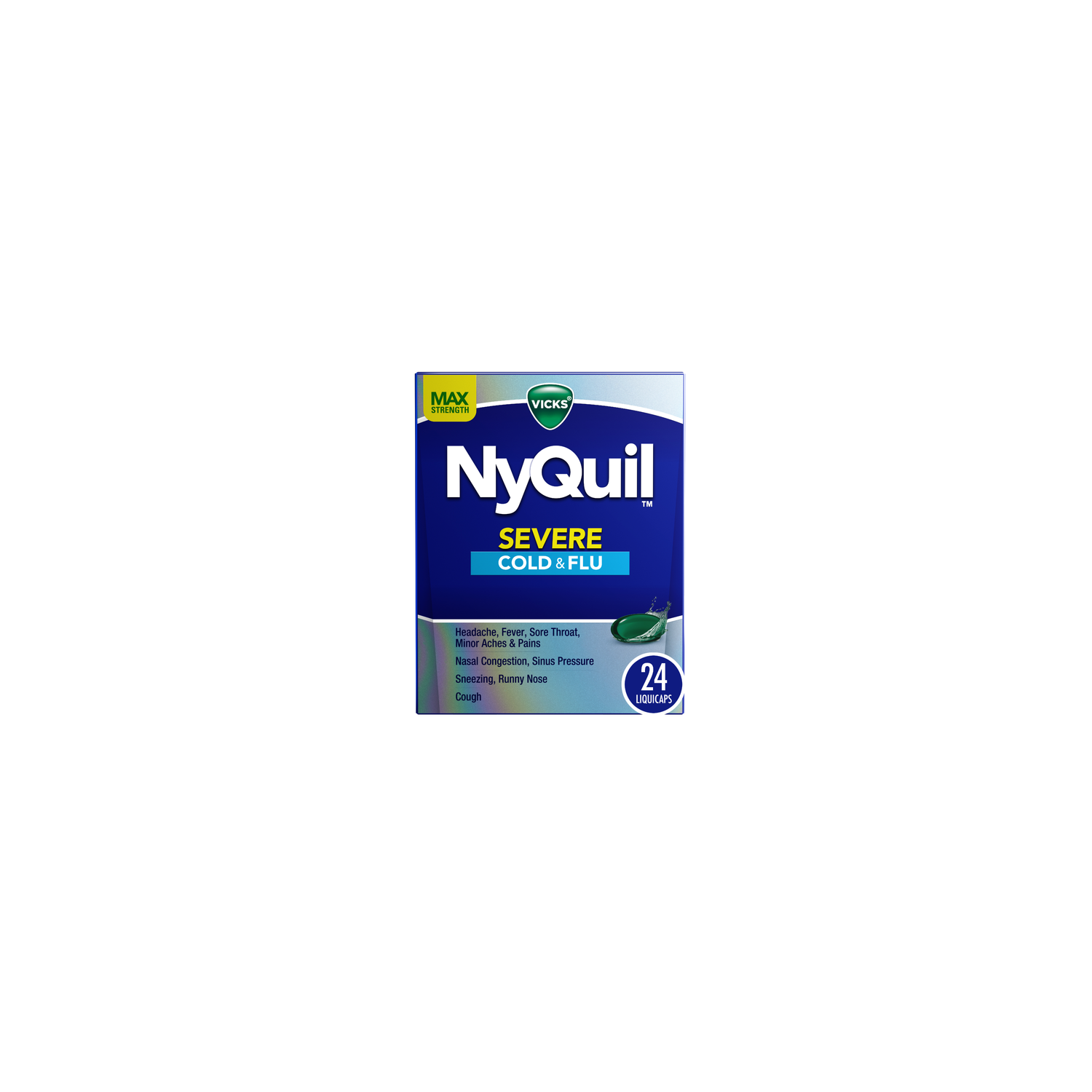 Vicks NyQuil Severe Cold & Flu Liquicaps Medicine Powerful Nighttime Relief - 24 Count Image 1 of 2