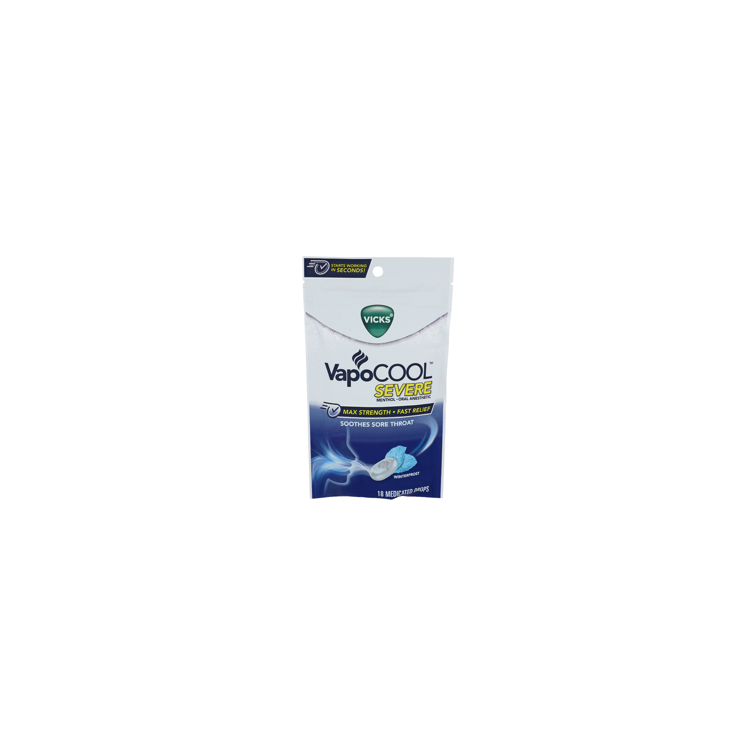 Vicks Vapocool Severe Winterfrost Max Strength Fast Relief Menthol Oral Anesthetic - 18 Count Image 1 of 3