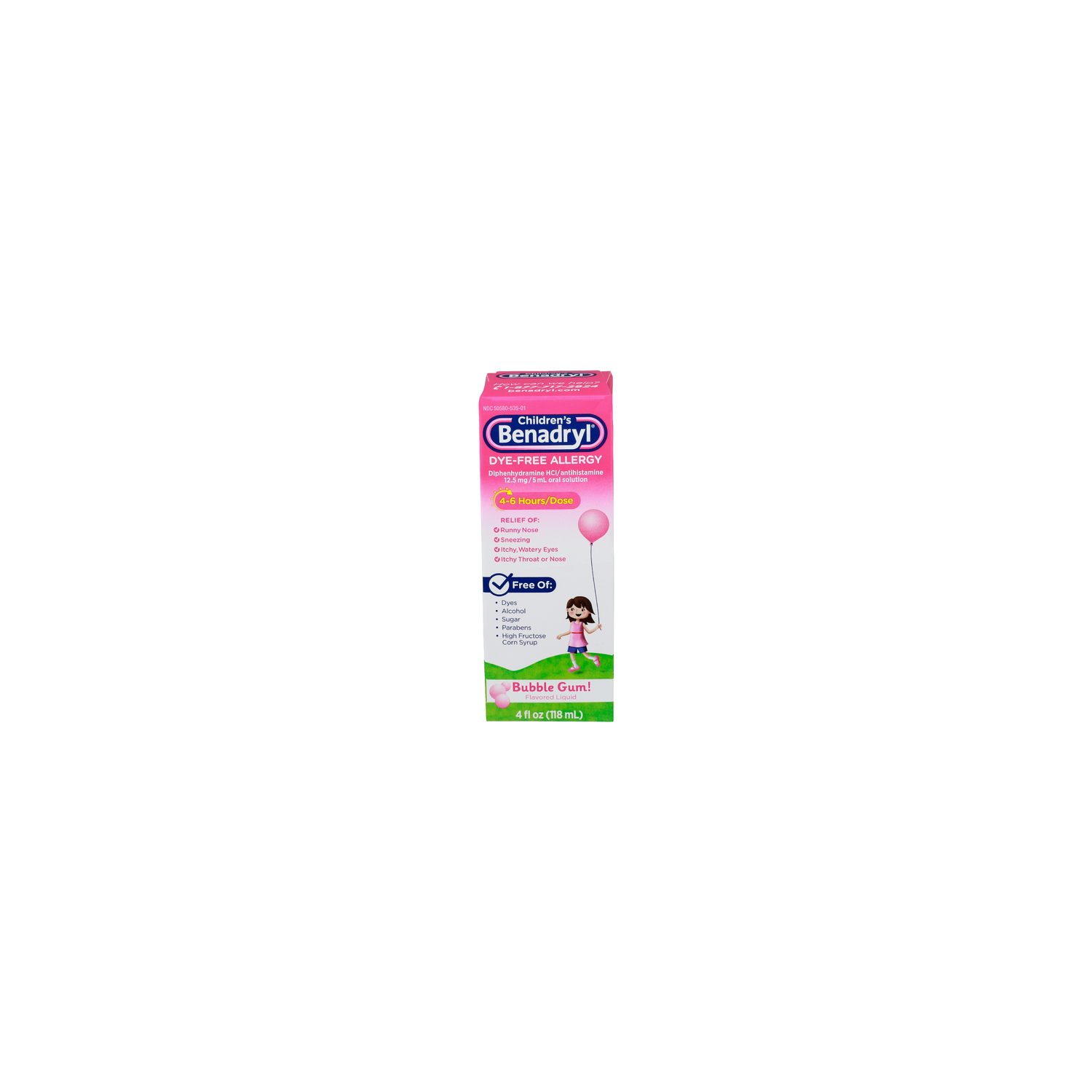 CHILDREN's Benadryl Bubble Gum! Flavored Liquid Dye-Free Allergy - 4 Fluid Ounce Image 1 of 2