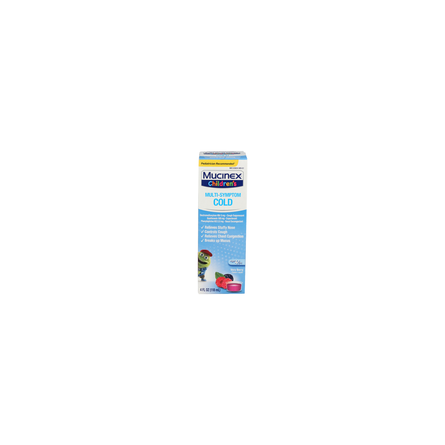 Mucinex Children's Very Berry Flavor Liquid Children's Multi-Symptom Cold - 4 Fluid Ounce Image 1 of 4