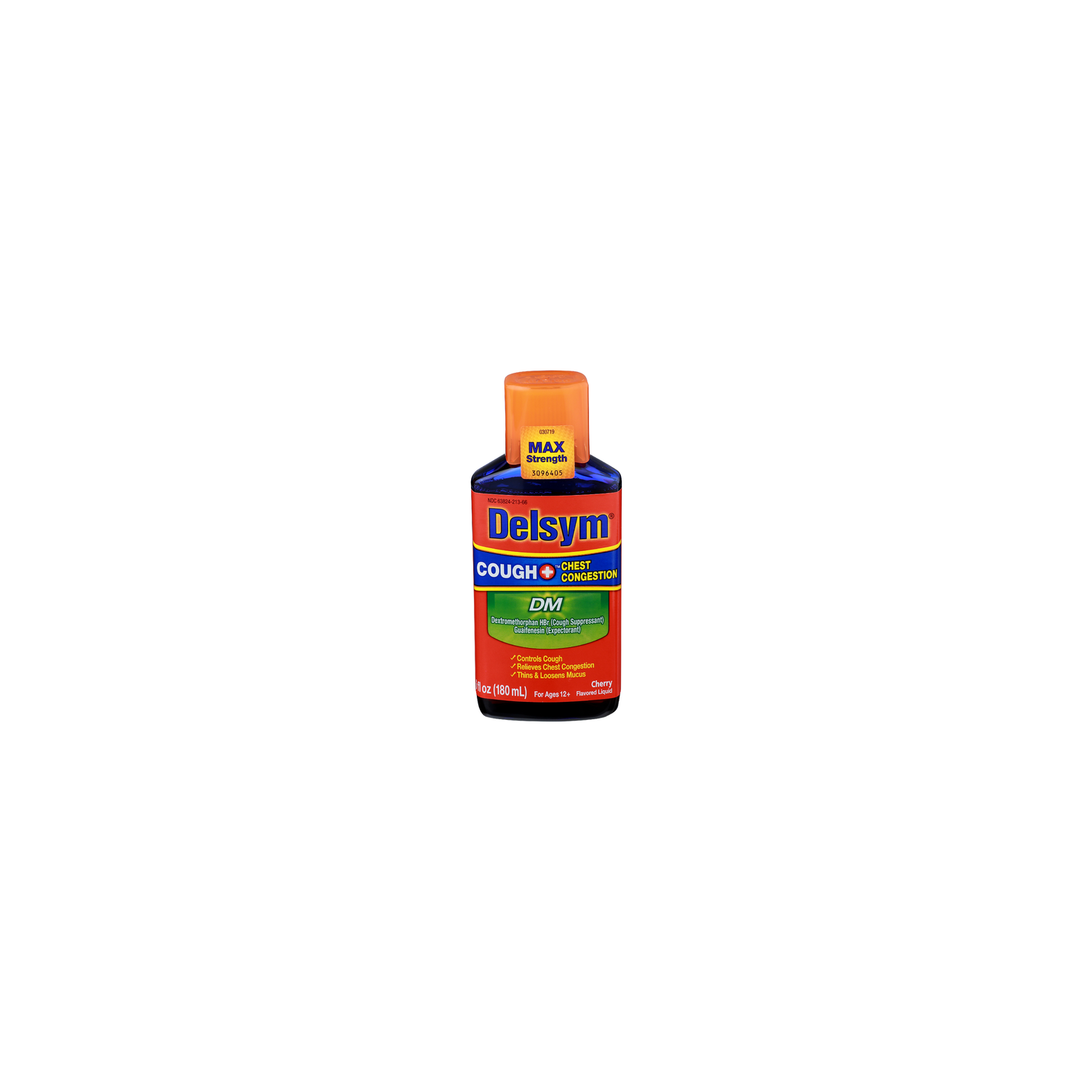 Delsym Cherry Flavored Liquid Dm Cough+ Chest Congestion - 6 Fluid Ounce Image 1 of 2