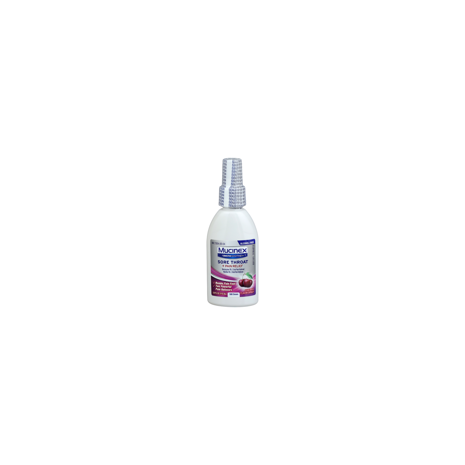 Mucinex Instasoothe Cherry Flavor Sore Throat + Pain Relief Spray - 0.008 Fluid Ounce - 500 Count Image 1 of 4