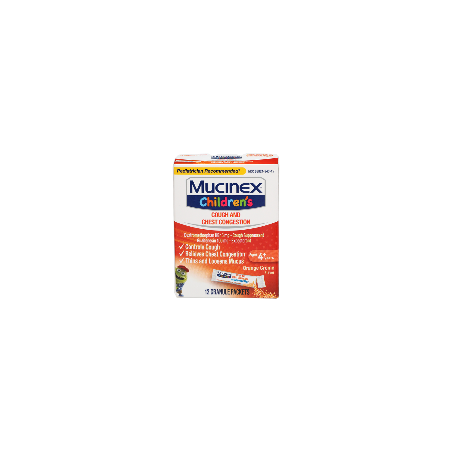 Mucinex Orange Creme Flavor Children's Cough And Chest Congestion - 12 Count Image 1 of 4