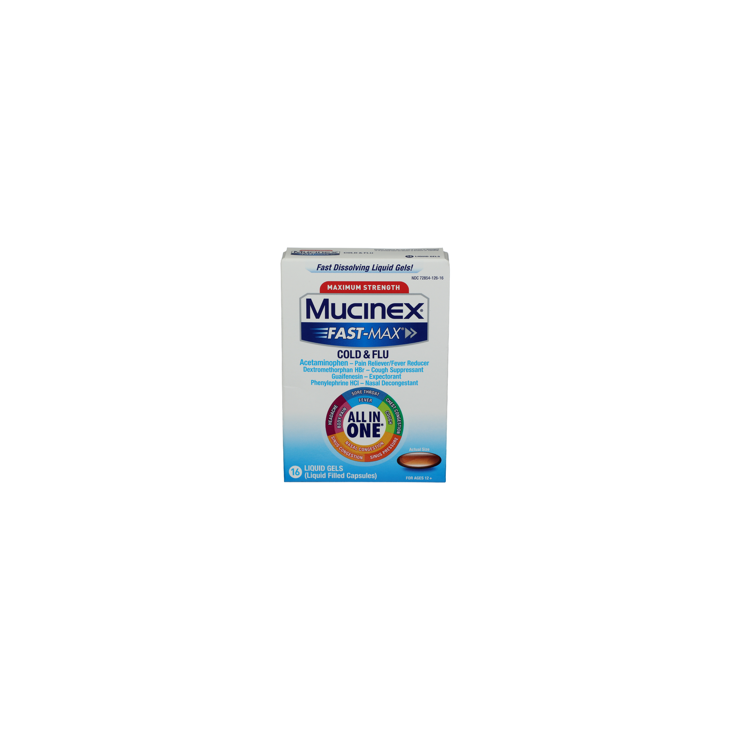 Mucinex Fast Max Lqd Gel Cld Flu - 16 Count Image 1 of 2