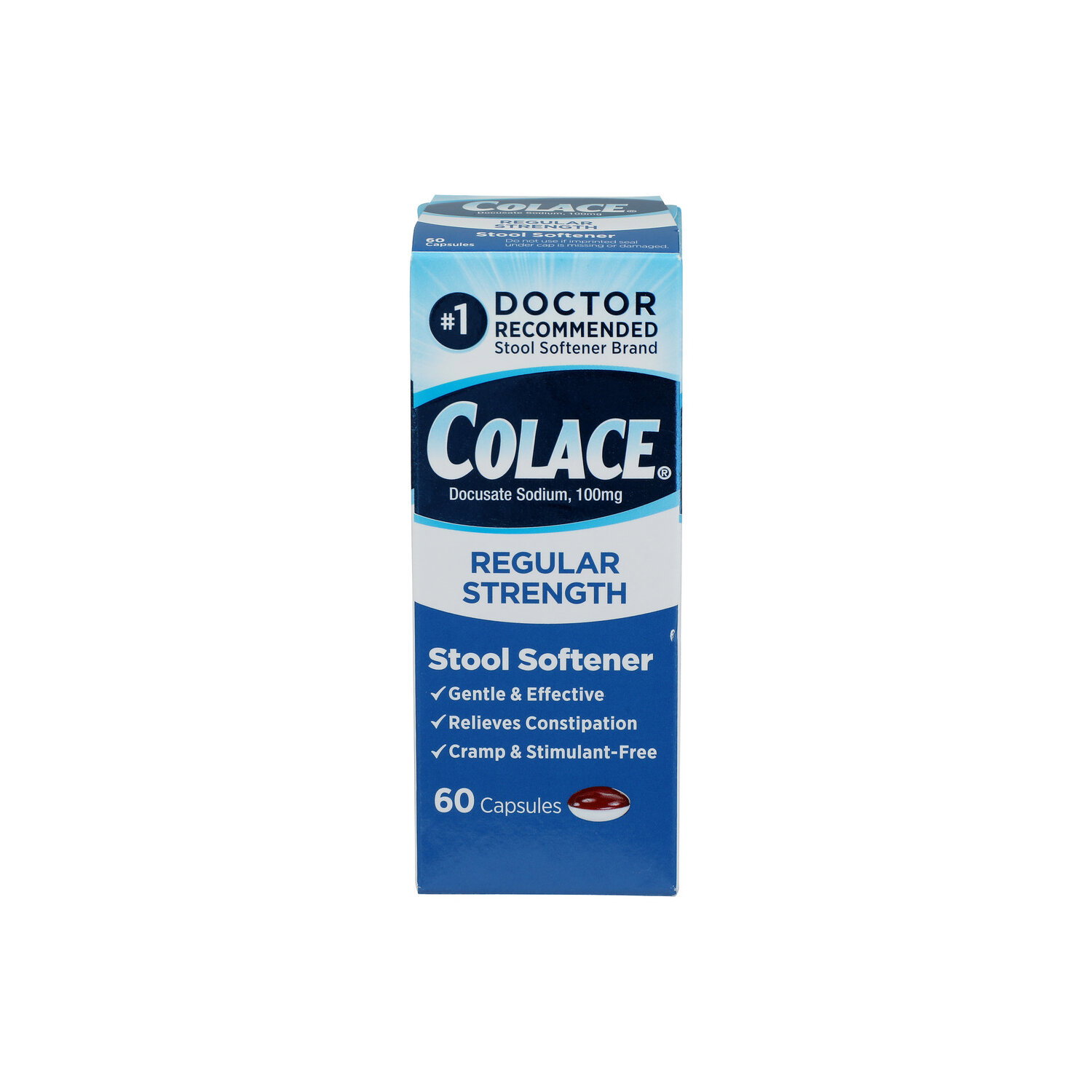 Colace Stool Softener, Regular Strength, , Capsules - 60 Count Image 1 of 3