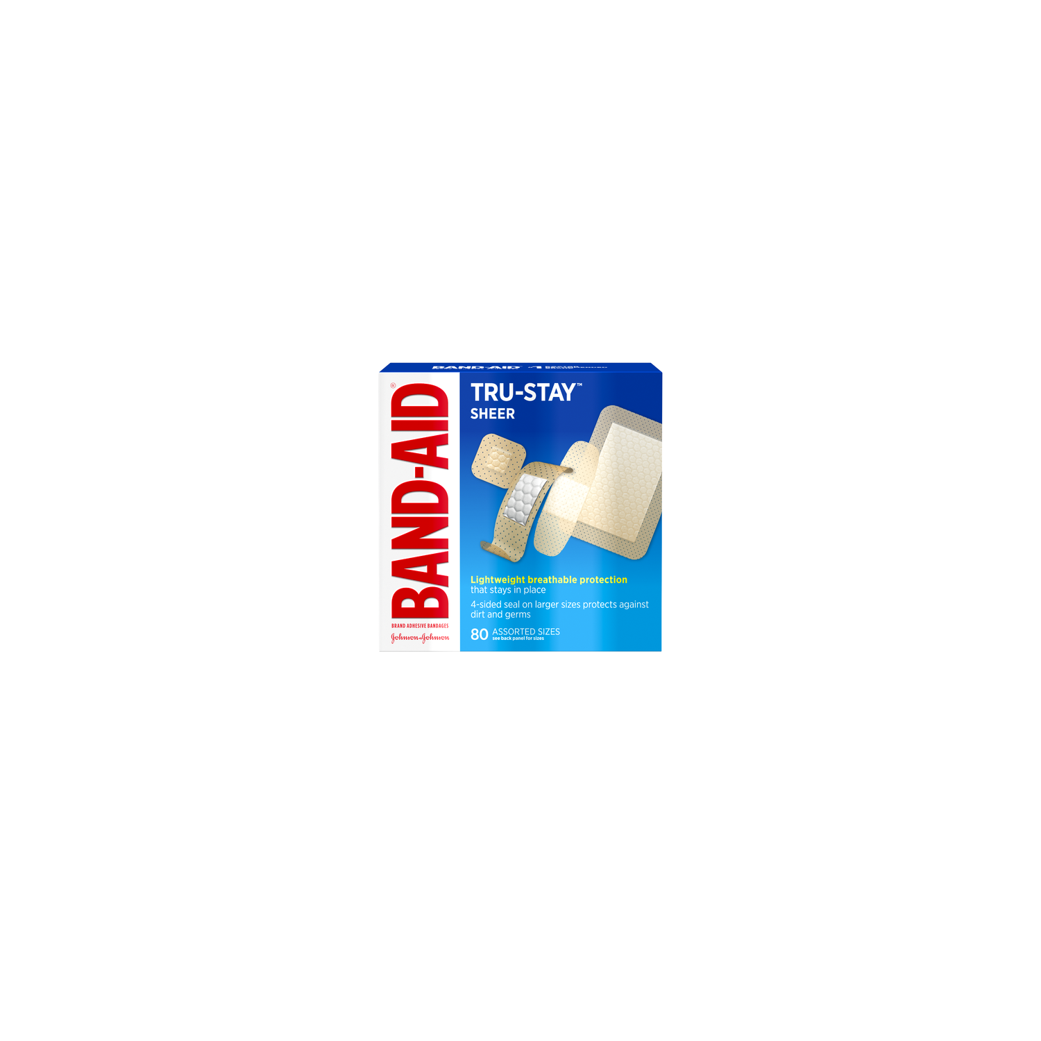 Band-Aid Brand Adhesive Bandages Tru-Stay Sheer, Assorted Sizes - 80 Count Image 1 of 2