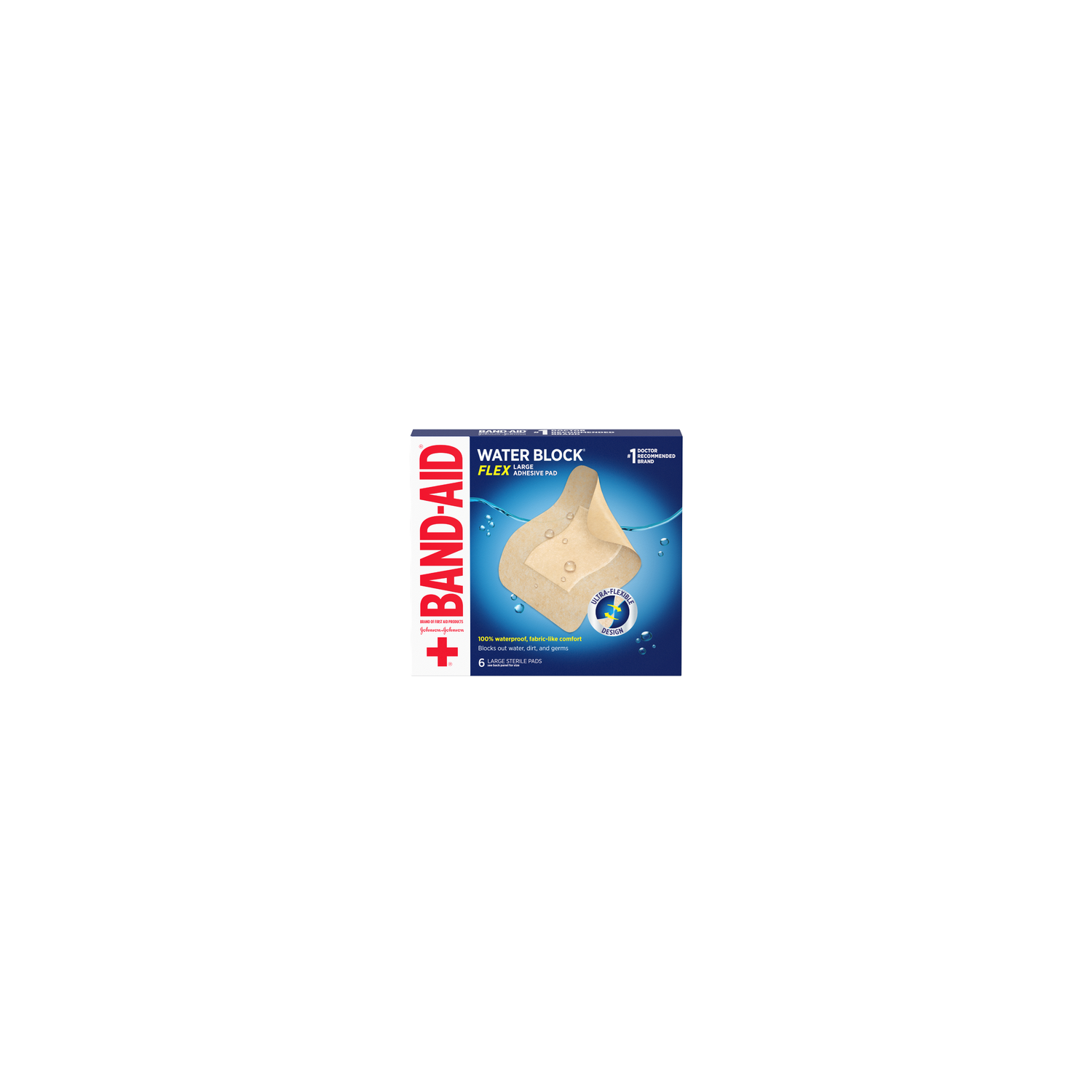 Band-Aid Brand Of First Aid Products Water Block Flex, Large Adhesive Pad - 6 Count Image 1 of 2