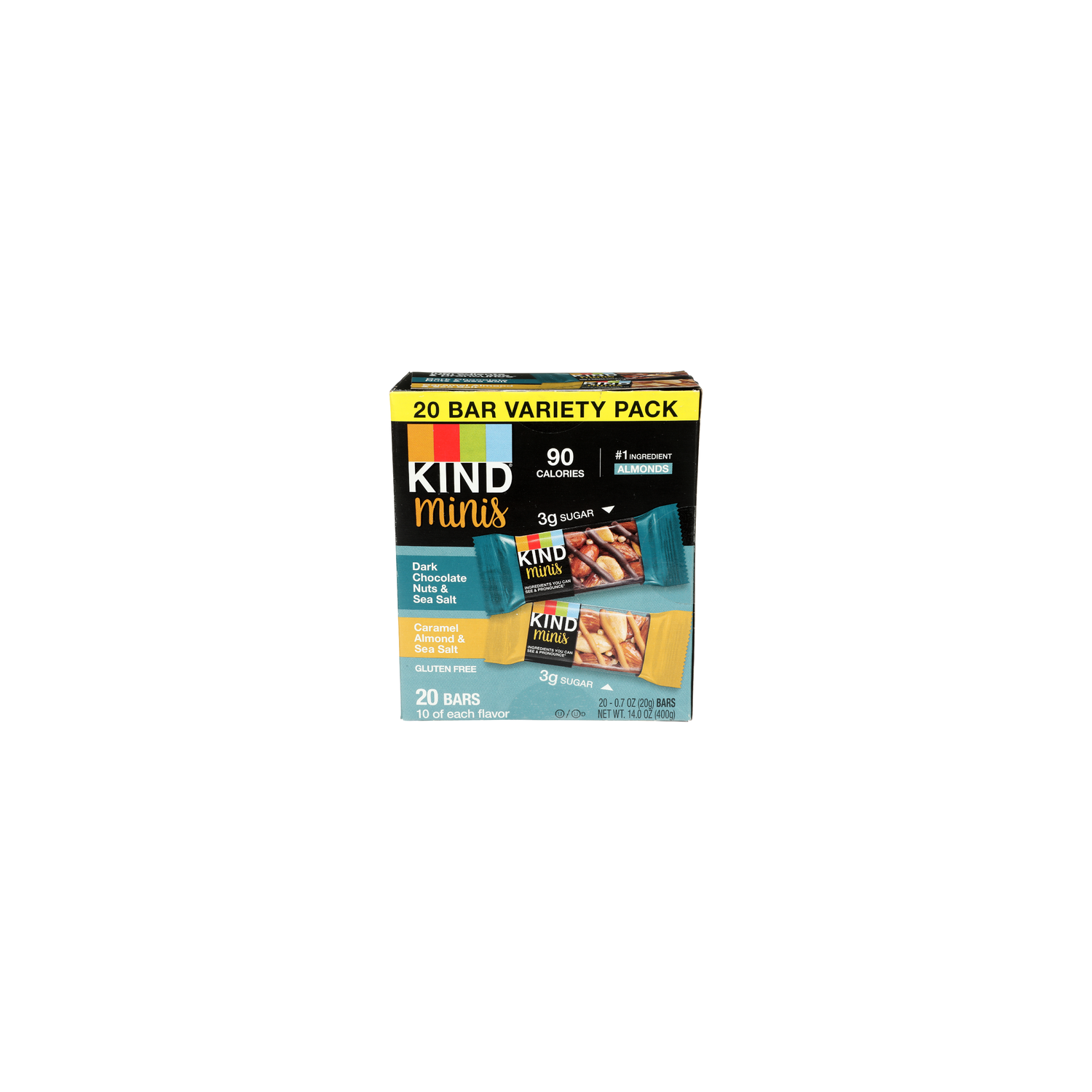 Kind Minis Multipack Dark Chocolate Nuts & Sea Salt / Caramel Almond & Sea - 0.7 Ounce - 20 Count Image 1 of 2