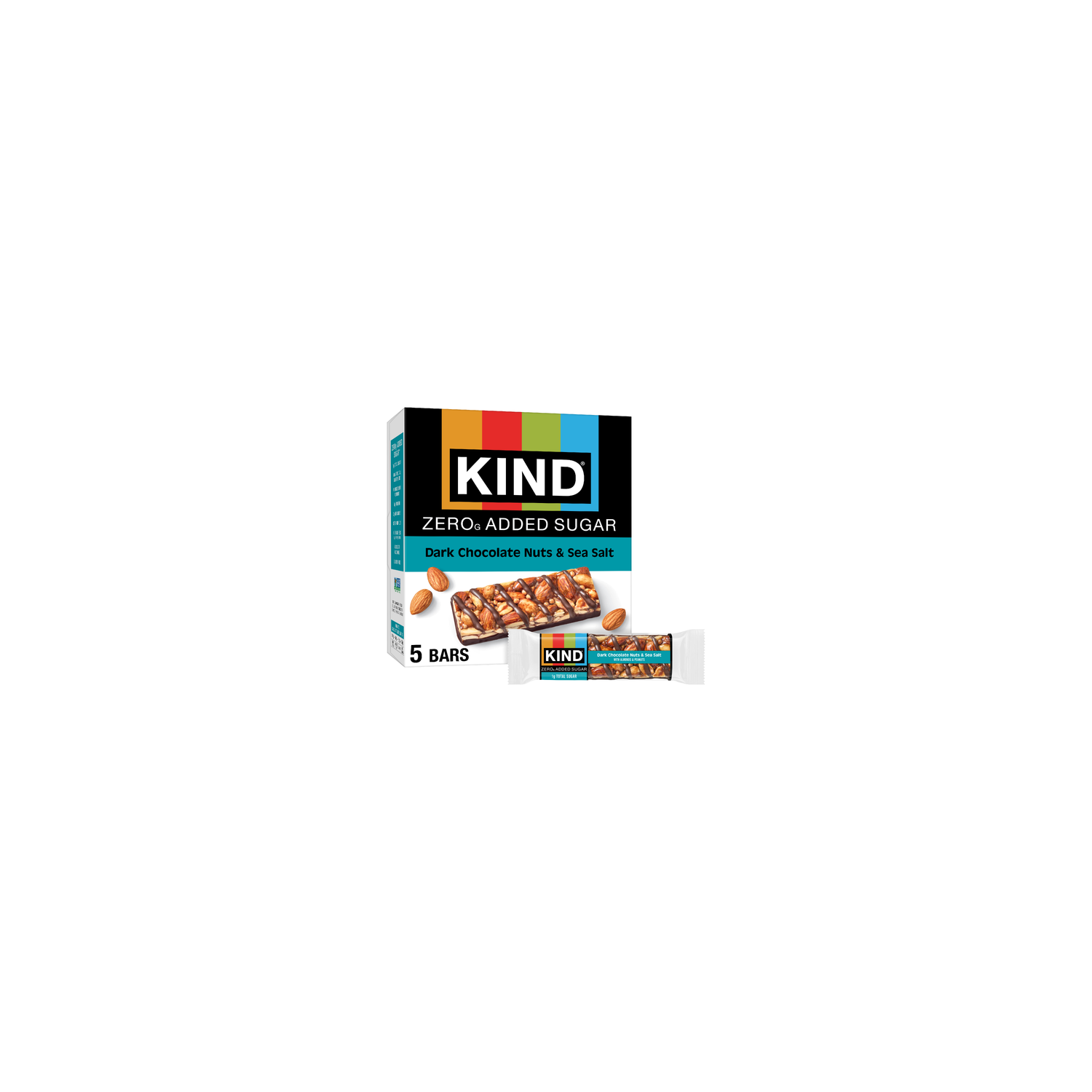 Kind Zero Added Sugar Dark Chocolate Nuts & Sea Salt - 1.2 Ounce - 5 Count Image 1 of 3