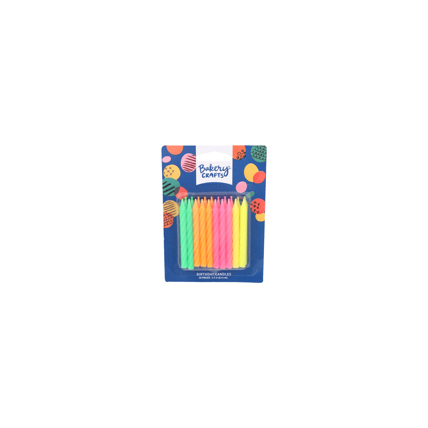 Bakery Crafts Neon Green, Orange, Pink & Yellow Birthday Candles - 20 Count Image 1 of 2