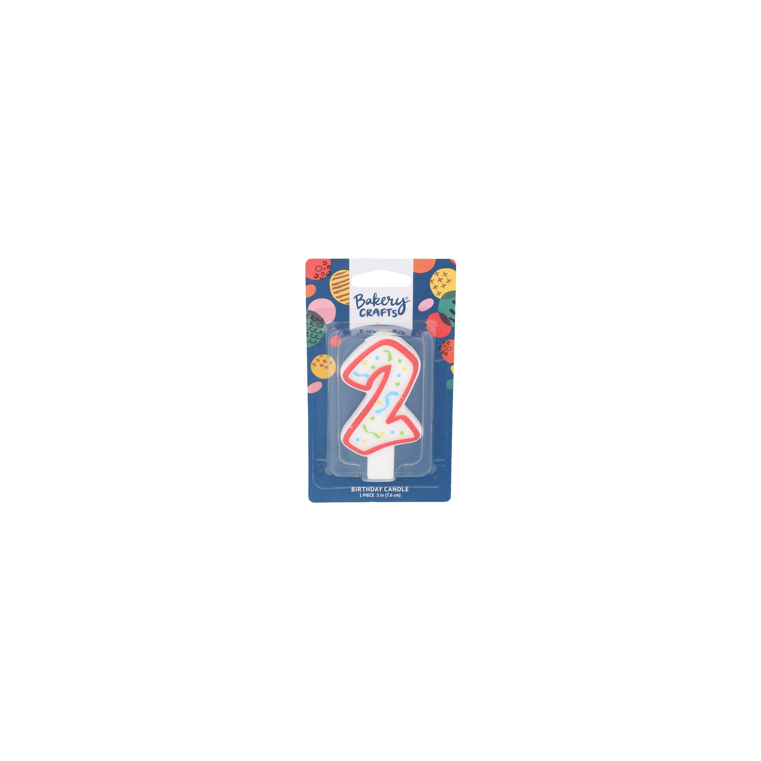 Bakery Crafts Number 2 White With Red Line And Dots Birthday Candle - 1 Count Image 1 of 2