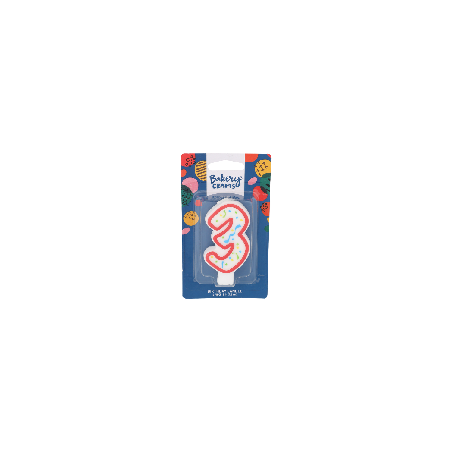 Bakery Crafts Number 3 White With Red Line And Dots Birthday Candle - 1 Count Image 1 of 2