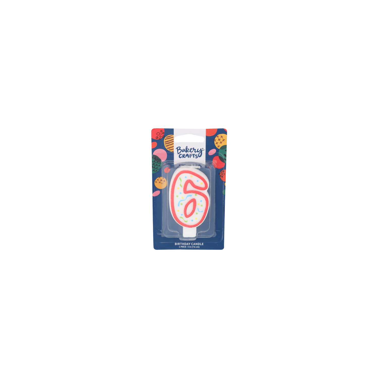 Bakery Crafts Number 6 White With Red Line And Dots Birthday Candle - 1 Count Image 1 of 2