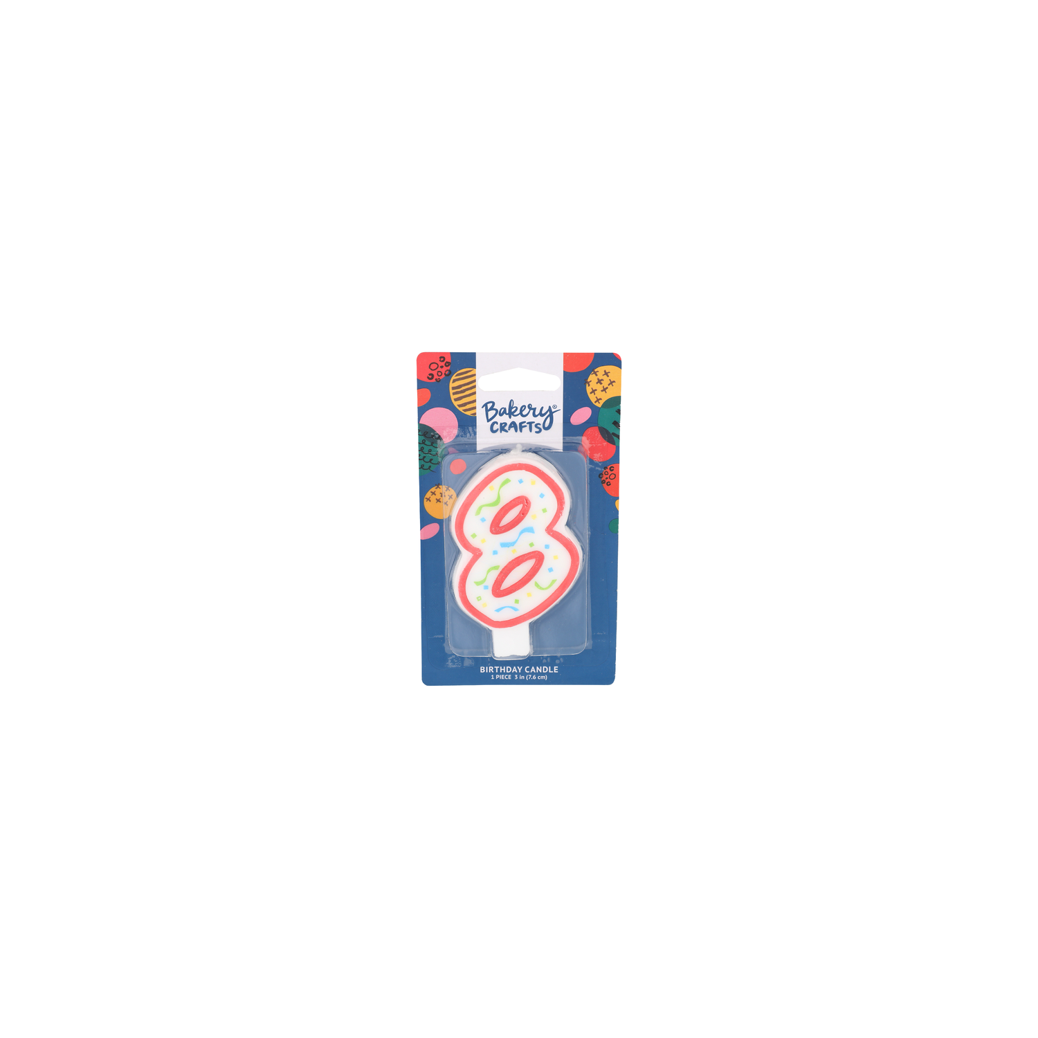 Bakery Crafts Number 8 White With Red Line And Dots Birthday Candle - 1 Count Image 1 of 2