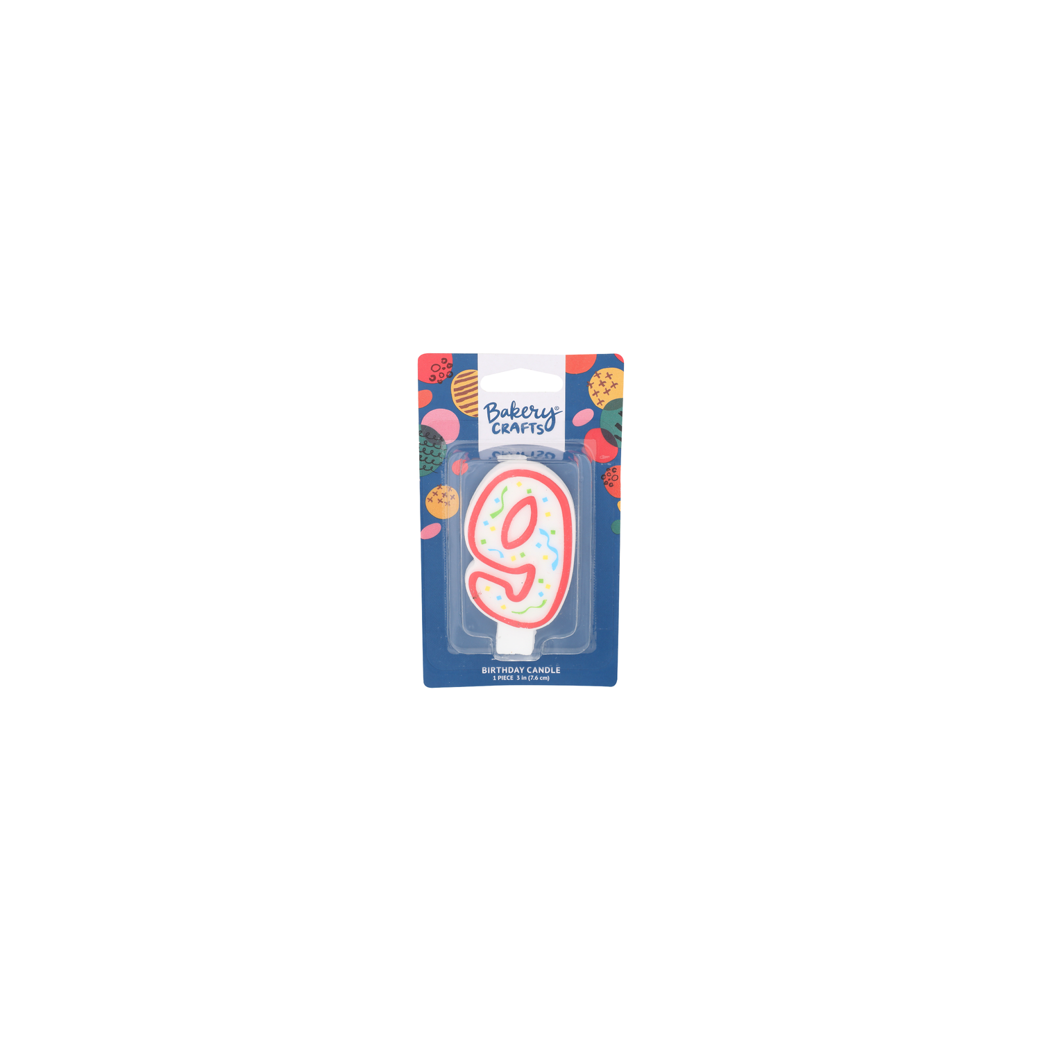 Bakery Crafts Number 9 White With Red Line And Dots Birthday Candle - 1 Count Image 1 of 2