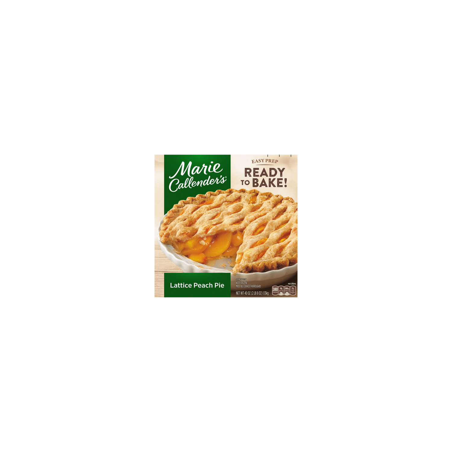 Marie Callender's Lattice Peach Pie, Ready To Bake Frozen Dessert - 40 Ounce Image 1 of 4