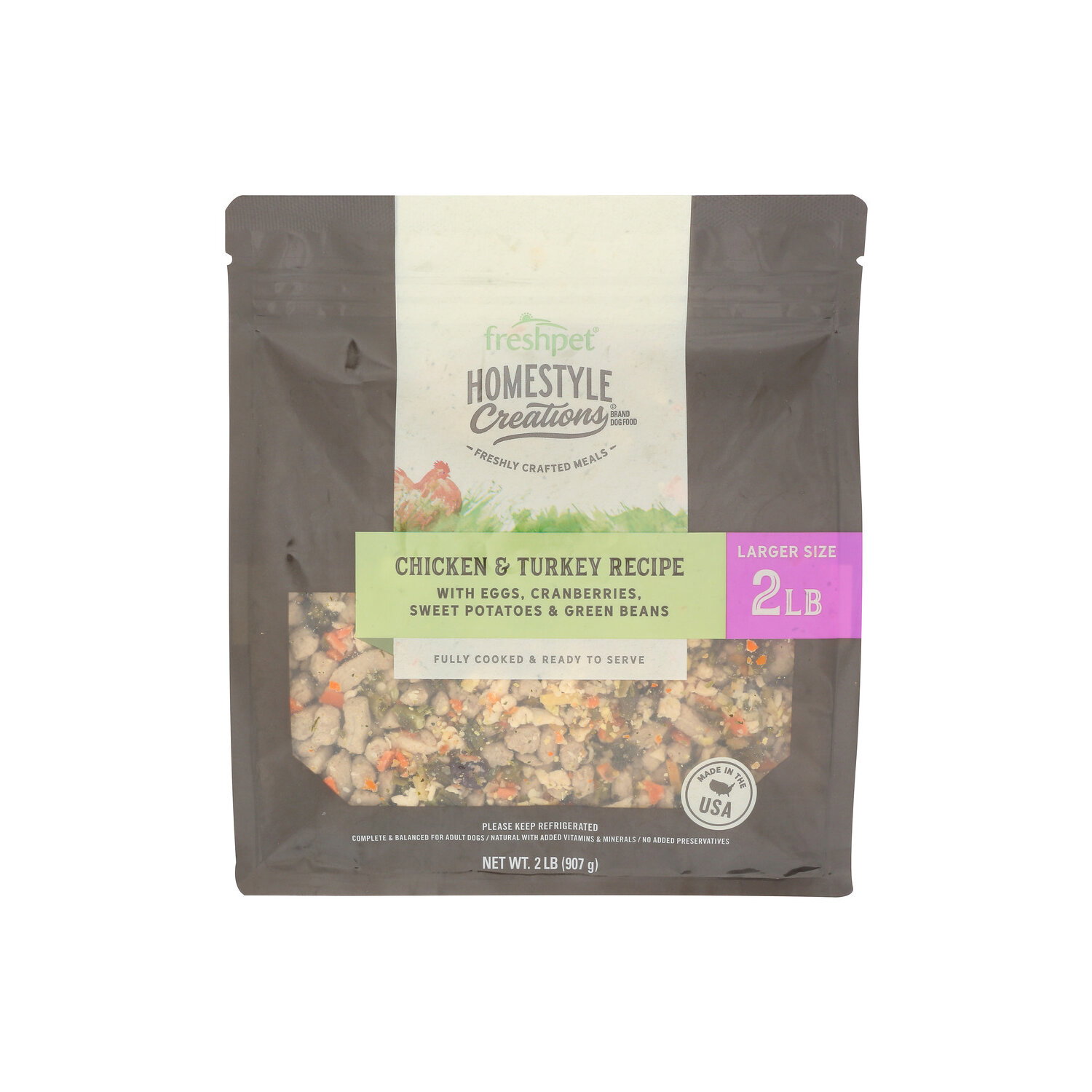 Freshpet Turkey, Chicken Fresh Refrigirated Dog Food Homestyle Creations Chicken & Turkey Recipe 2 L - 2 Pound Image 1 of 4