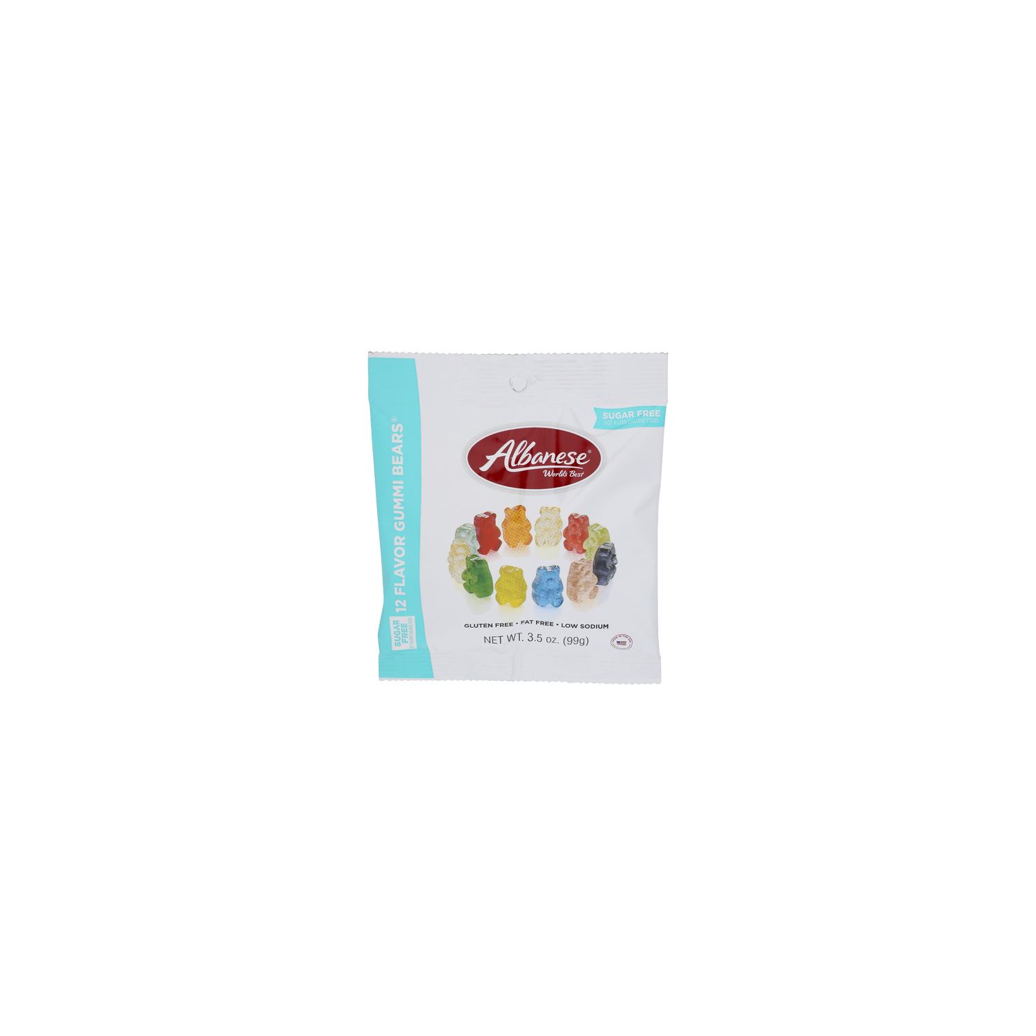 Albanese WORLD's Best Cherry, Strawberry, Mango, Pineapple, Lemon, Orange, Green Apple, Watermelon, Pink Grapefruit, Lime, Blue Raspberry, Grape Sugar Free 12 Flavor Gummi Bears - 3.5 Ounce Image 1 of 4