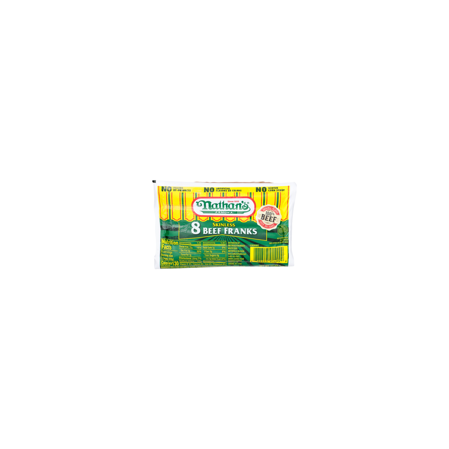 Nathan's Famous Skinless Beef Franks - 1.5 Ounce - 8 Count Image 1 of 4