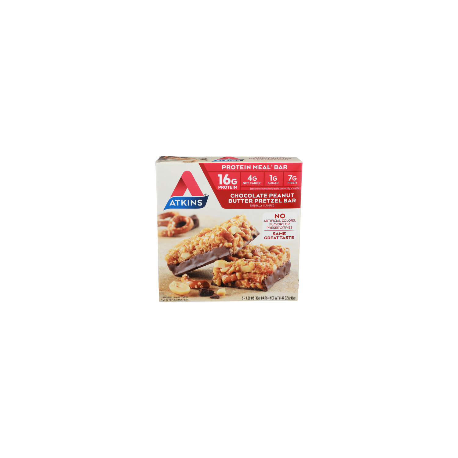 Atkins Chocolate Peanut Butter Pretzel Bar - 1.694 Ounce - 5 Count Image 1 of 4