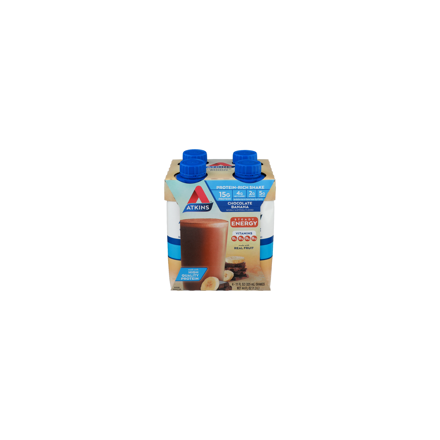 Atkins Chocolate Banana Protein Rich Shake - 11 Fluid Ounce - 4 Count Image 1 of 4