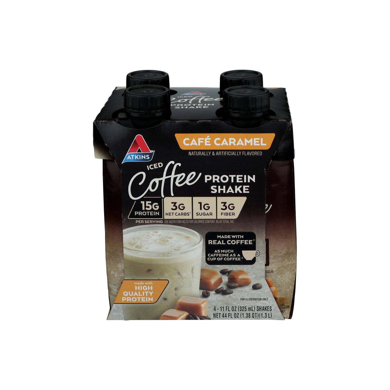 Atkins Café Caramel Ready To Drink Iced Coffee Protein Shake - 11 Fluid Ounce - 4 Count Image 1 of 4