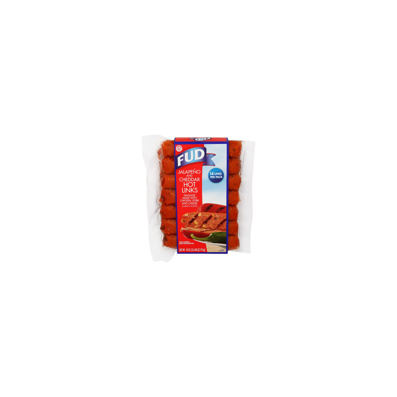 Fud Links Cheddar Jalapeno Hot - 3 Ounce - 14 Count Image 1 of 4