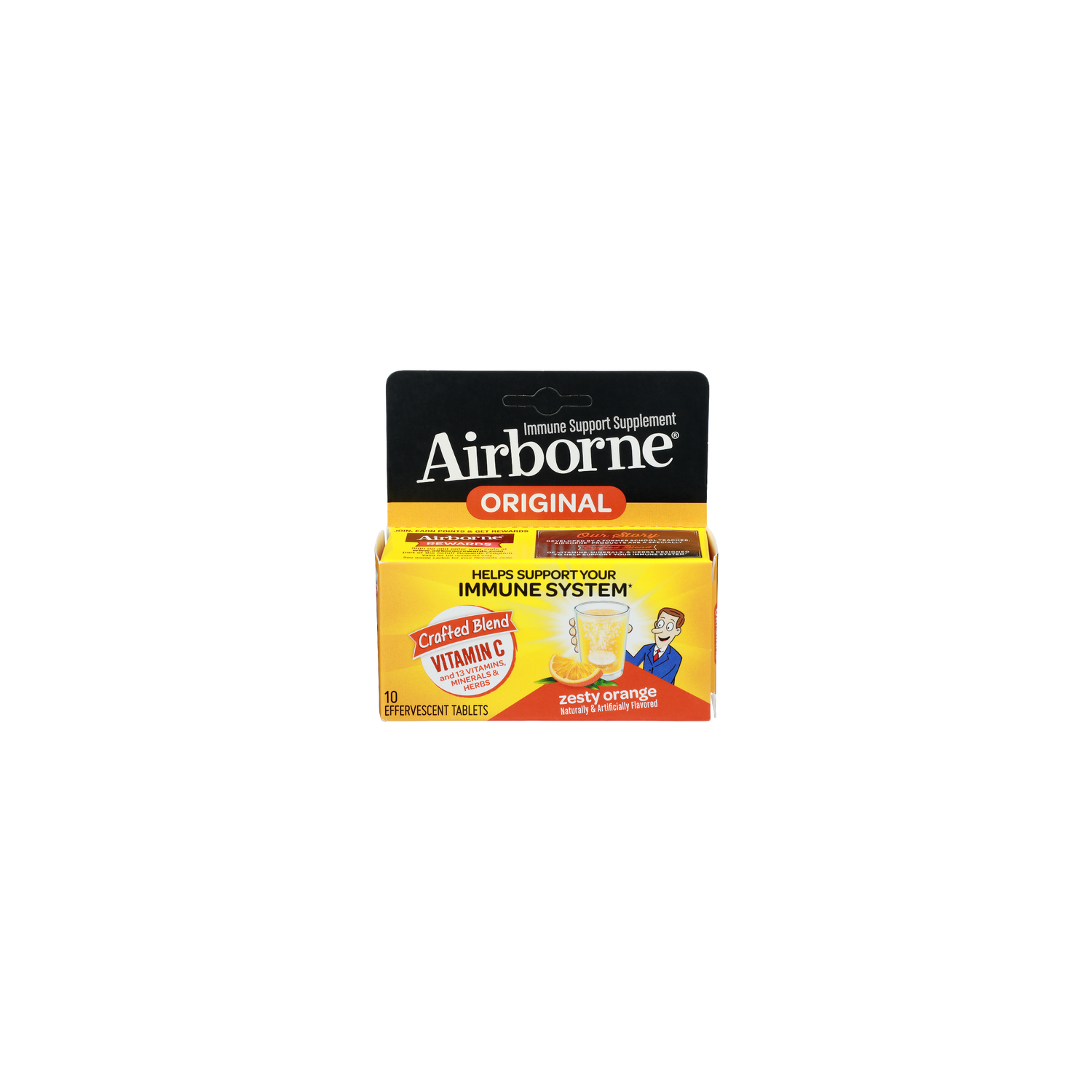 Airborne Zesty Orange Effervescent Tablets Immune Support Supplement - 10 Count Image 1 of 4