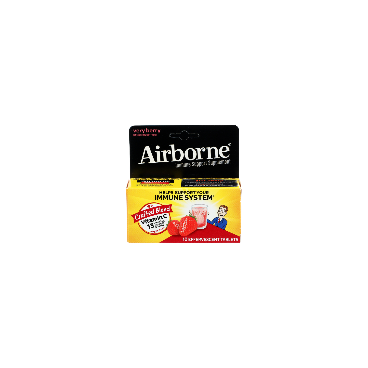Airborne Very Berry Artificial Strawberry Flavor Crafted Blend Vitamin C 13 Vitamins, Minerals & Herbs - 10 Count Image 1 of 2