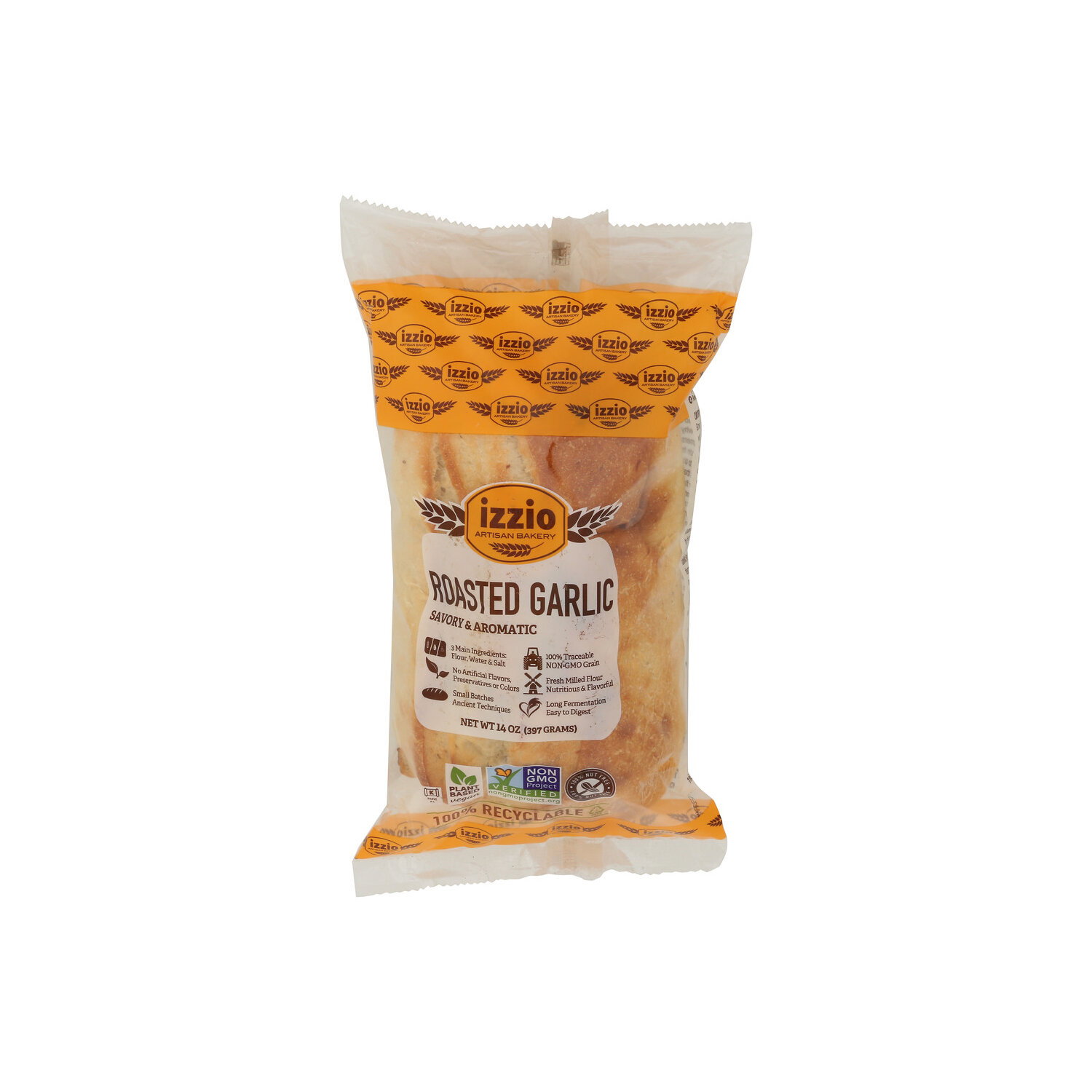 Izzio Artisan Bakery Garlic Light Sourdough Batard Roasted Take & Bake - 14 Ounce Image 1 of 4