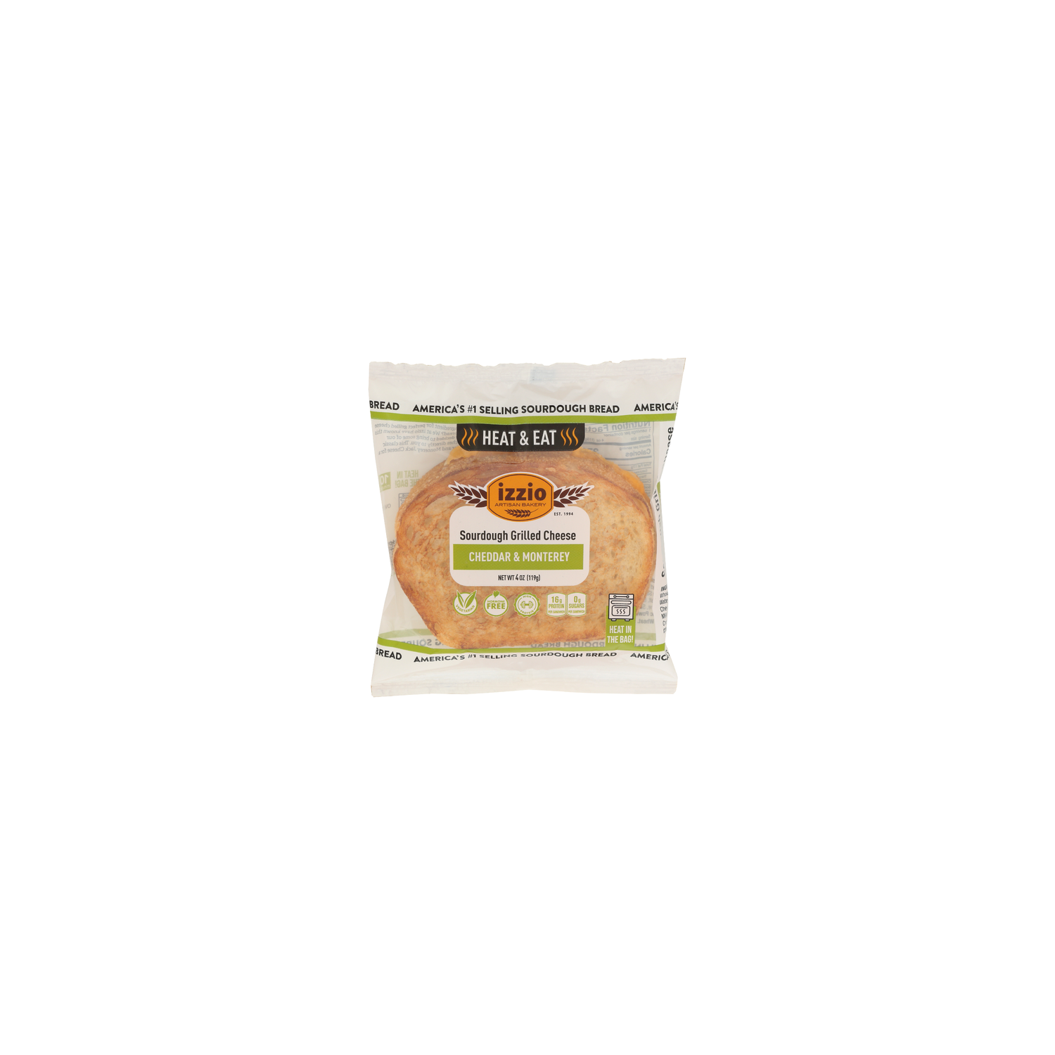 izzio Artisan Bakery Cheddar & Monterey Jack Sourdough Grilled Cheese - 4 Ounce Image 1 of 4