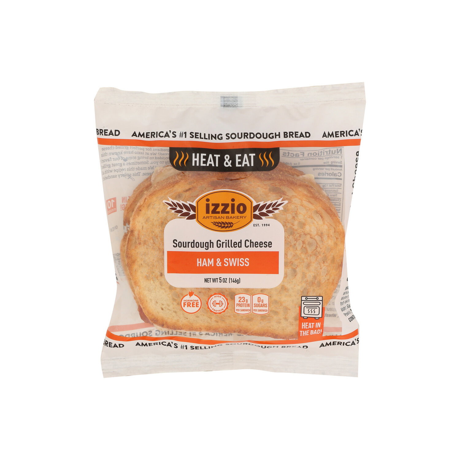 izzio Artisan Bakery Ham & Swiss Sourdough Grilled Cheese - 5 Ounce Image 1 of 4