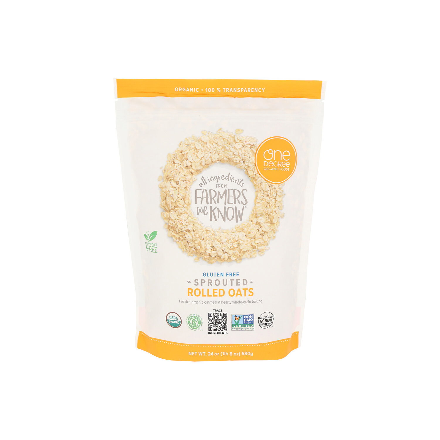 One Degree Organic Foods Gluten Free Sprouted Organic Rolled Oats - 24 Ounce Image 1 of 4