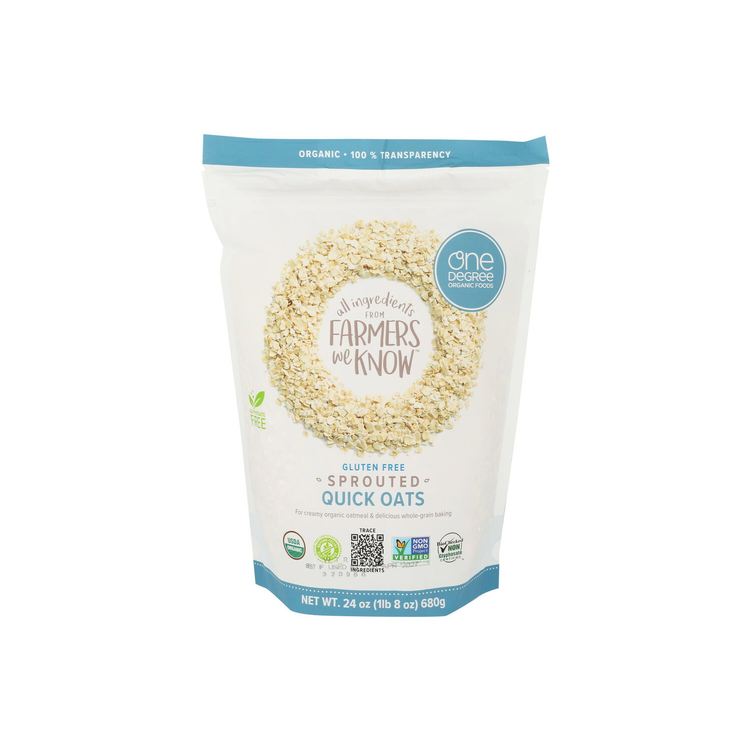 One Degree Organic Foods Gluten Free Sprouted Organic Quick Oats - 24 Ounce Image 1 of 4