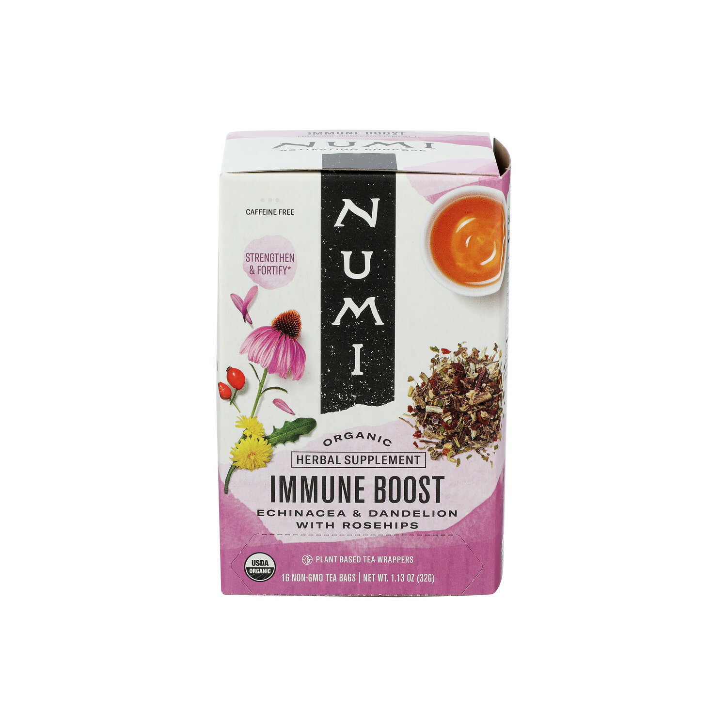 Numi Potent Mix Of Echinacea, Dandelion & Rosehips Caffeine-Free Herbal Supplement In A Teabag Immune Boost - 0.071 Ounce - 16 Count Image 1 of 4