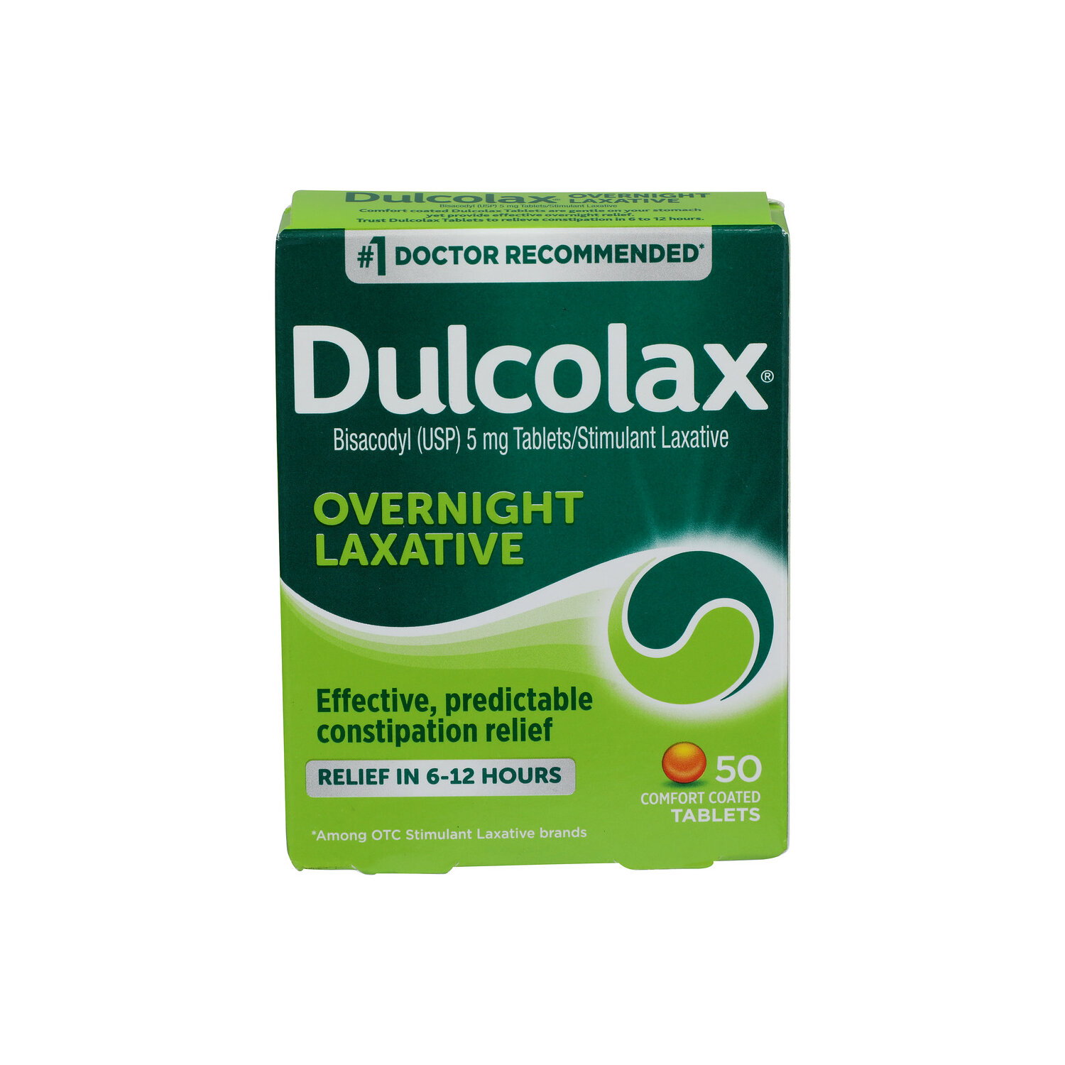 Dulcolax Overnight Laxative, , Comfort Coated Tablets - 50 Count Image 1 of 2