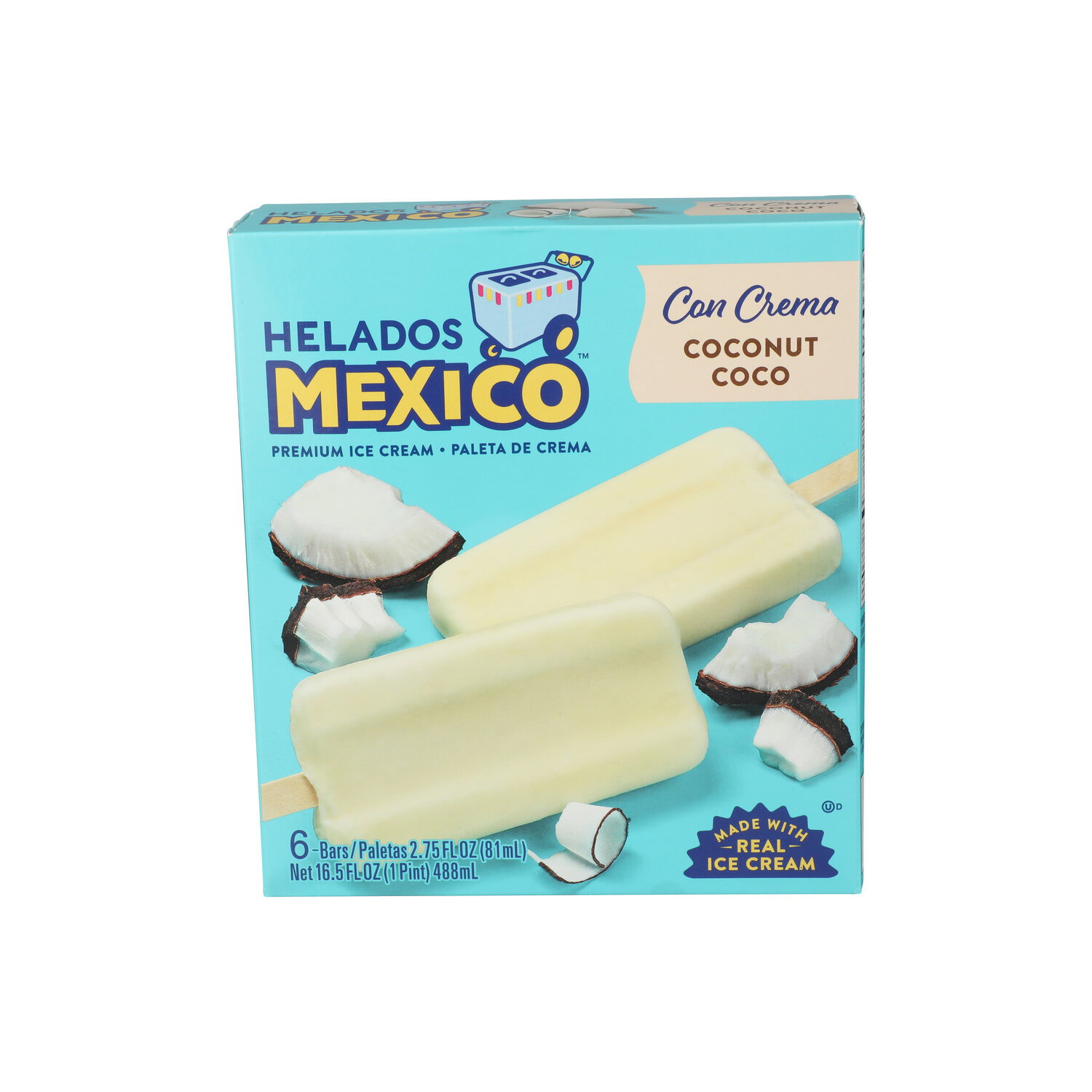 Helados Mexico Coconut Ice Cream Bars - 2.75 Fluid Ounce - 6 Count Image 1 of 4