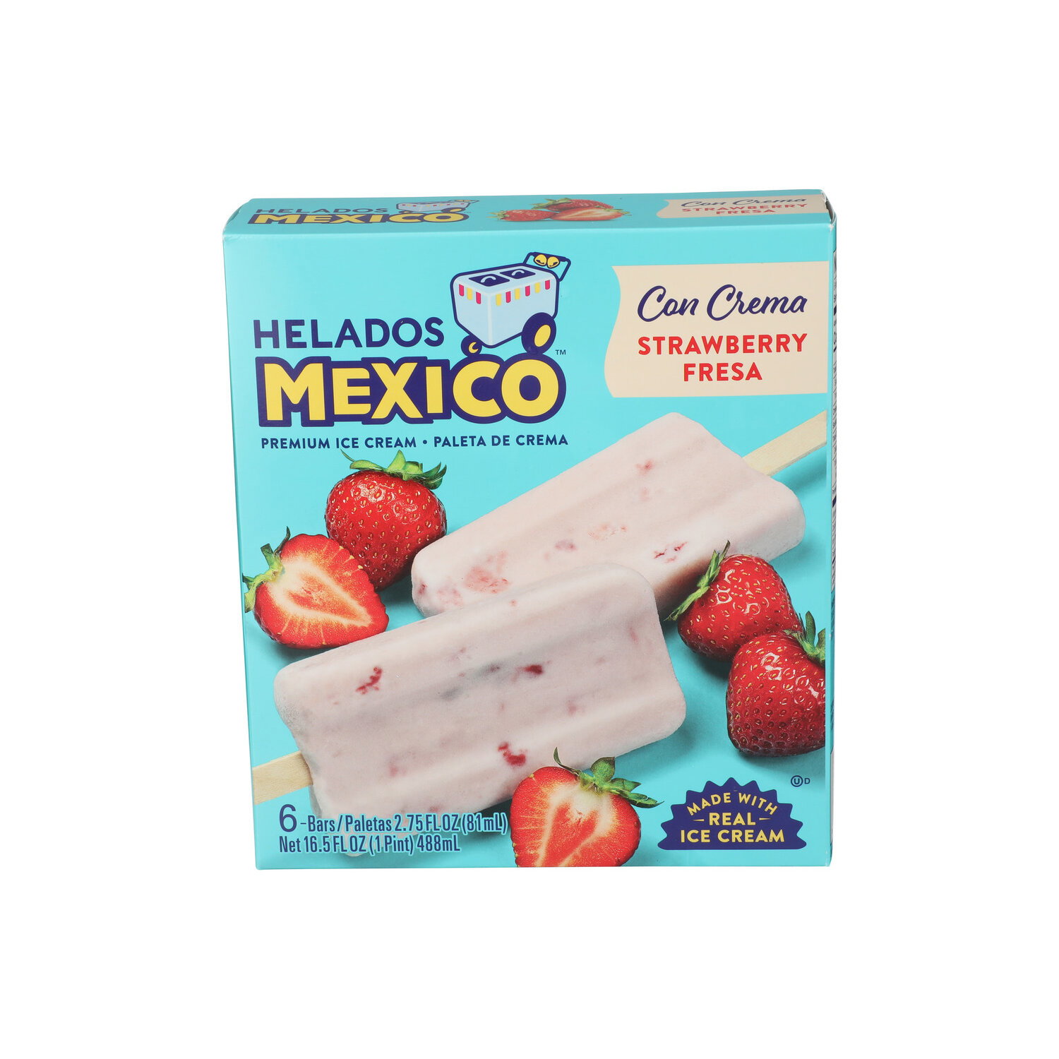 Helados Mexico Strawberry Fresa Fruit Ice Cream Bars - 2.75 Fluid Ounce - 6 Count Image 1 of 4