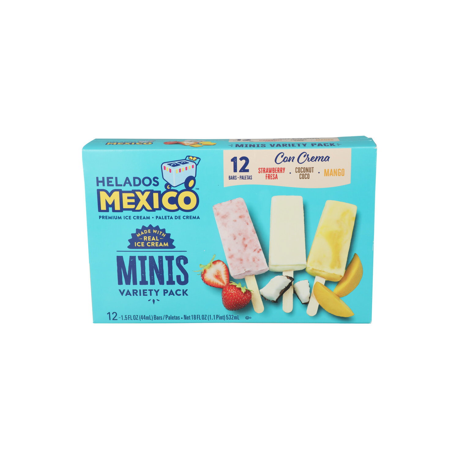 Helados Mexico Variety Pack Mini Fruit Ice Cream Bars - 1.5 Fluid Ounce - 12 Count Image 1 of 2