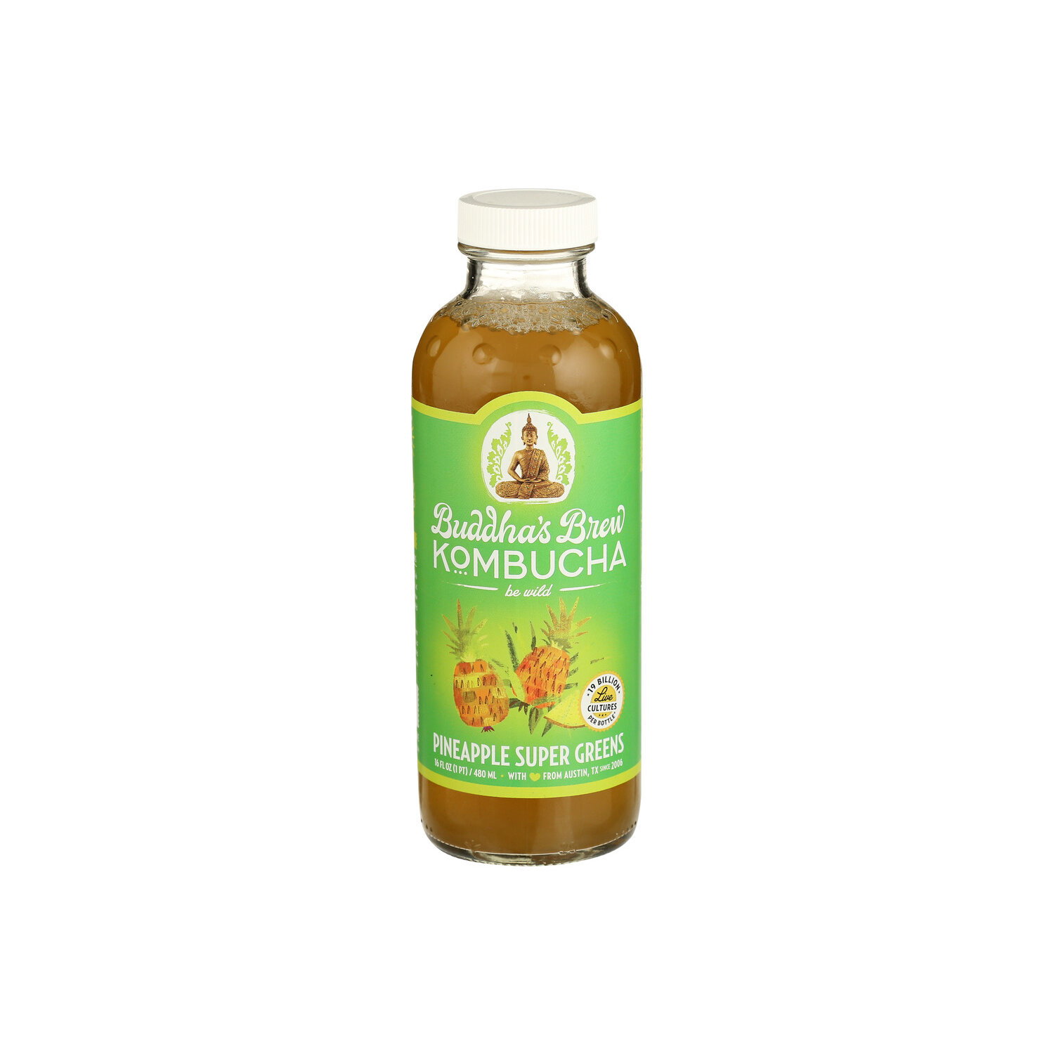 BUDDHA's Brew Buddhas Kombucha Pineapple Super Greens - 16 Fluid Ounce Image 1 of 4