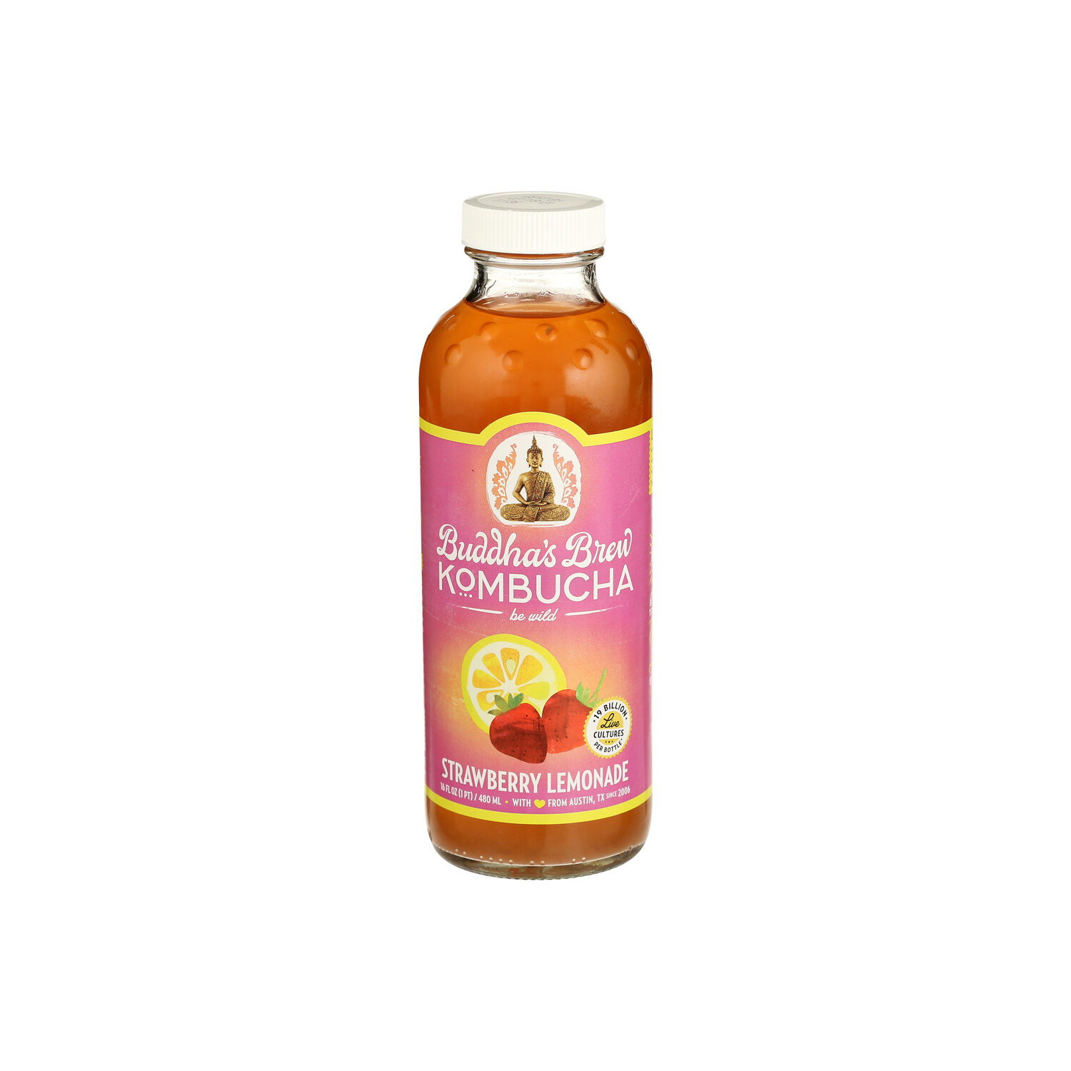 BUDDHA's Brew Kombucha Buddhas Strawberry Lemonade - 16 Fluid Ounce Image 1 of 4