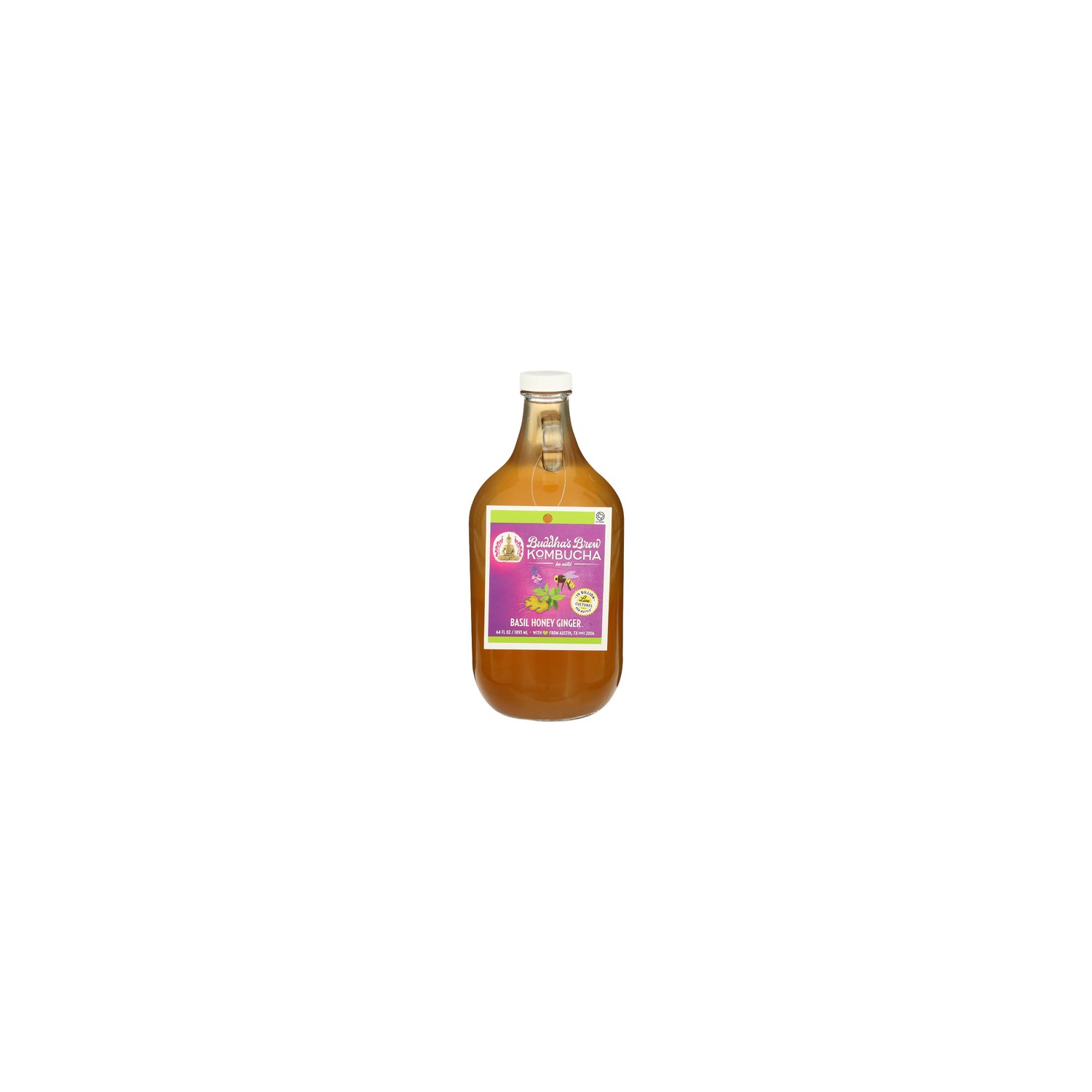 BUDDHA's Brew Kombucha Basil Honey Ginger Growler - 64 Fluid Ounce Image 1 of 4